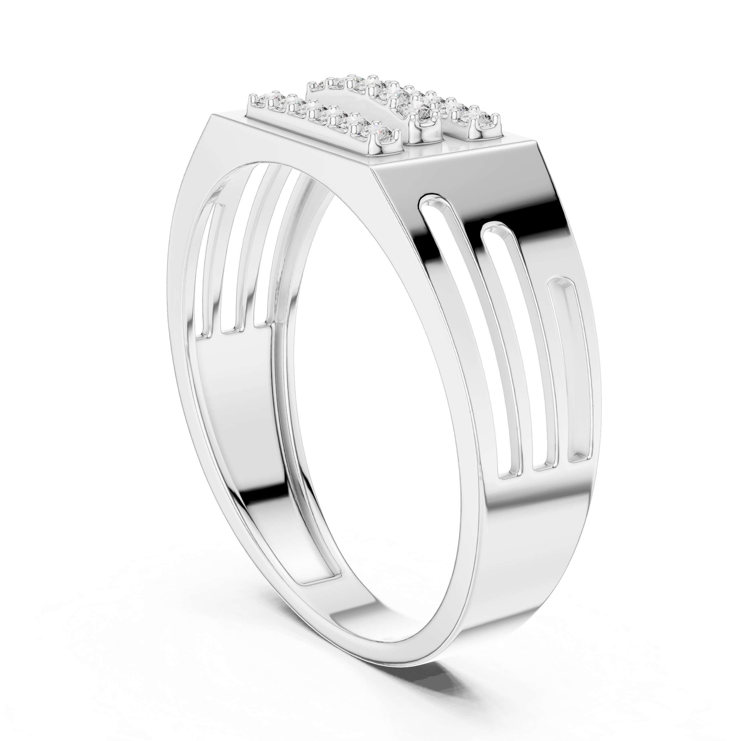 Modern Rose Gold Men's Ring with Diamond Accents