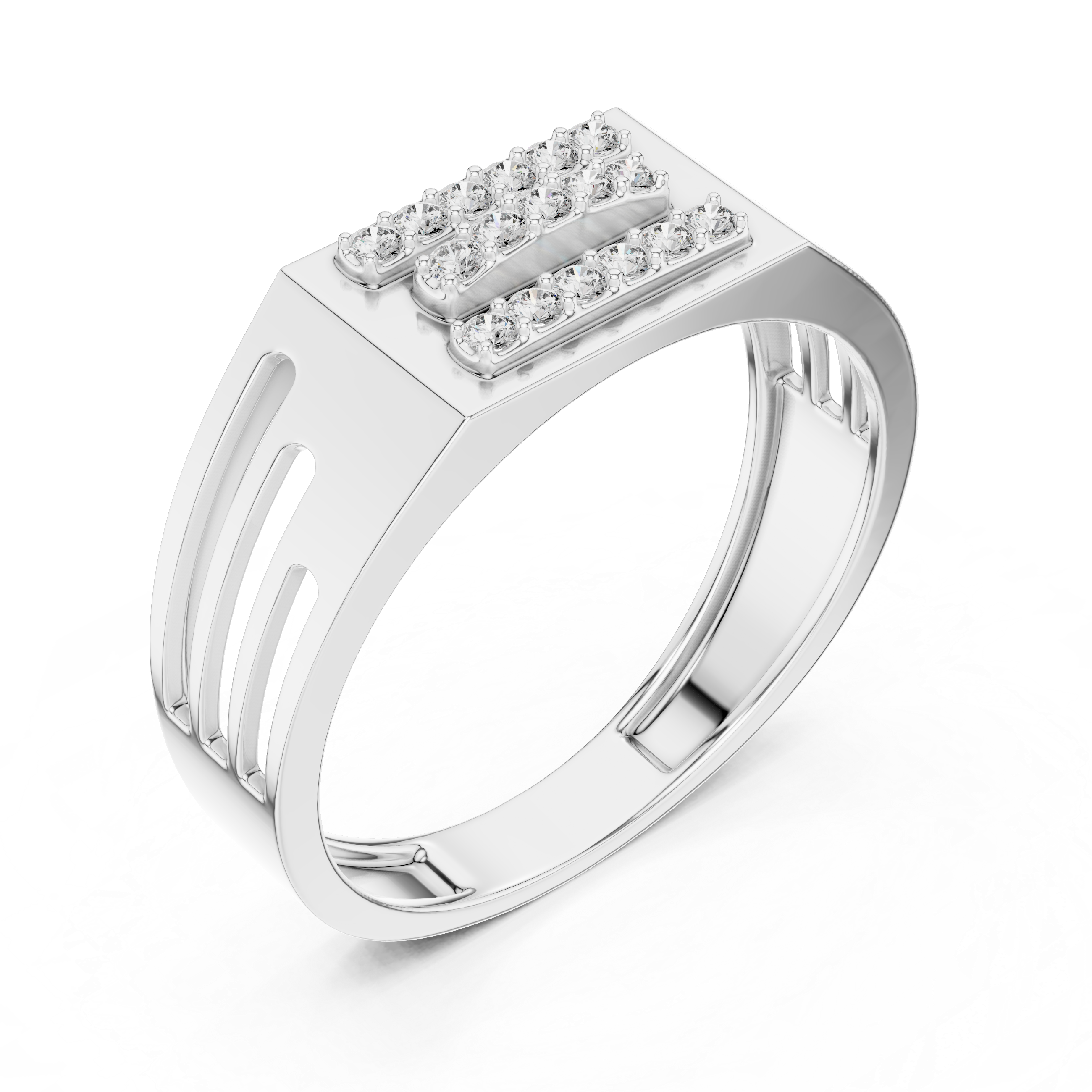 Modern Rose Gold Men's Ring with Diamond Accents