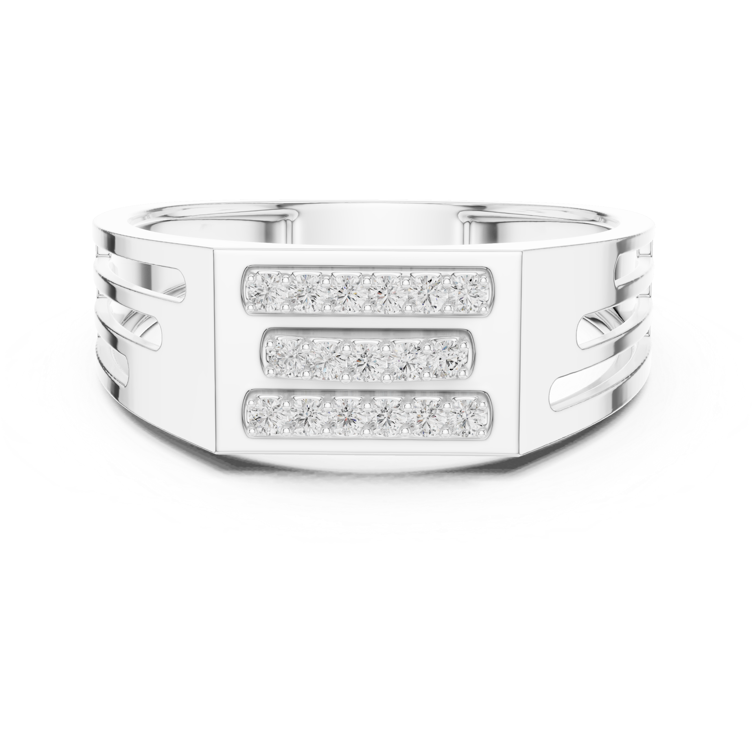 Modern Rose Gold Men's Ring with Diamond Accents