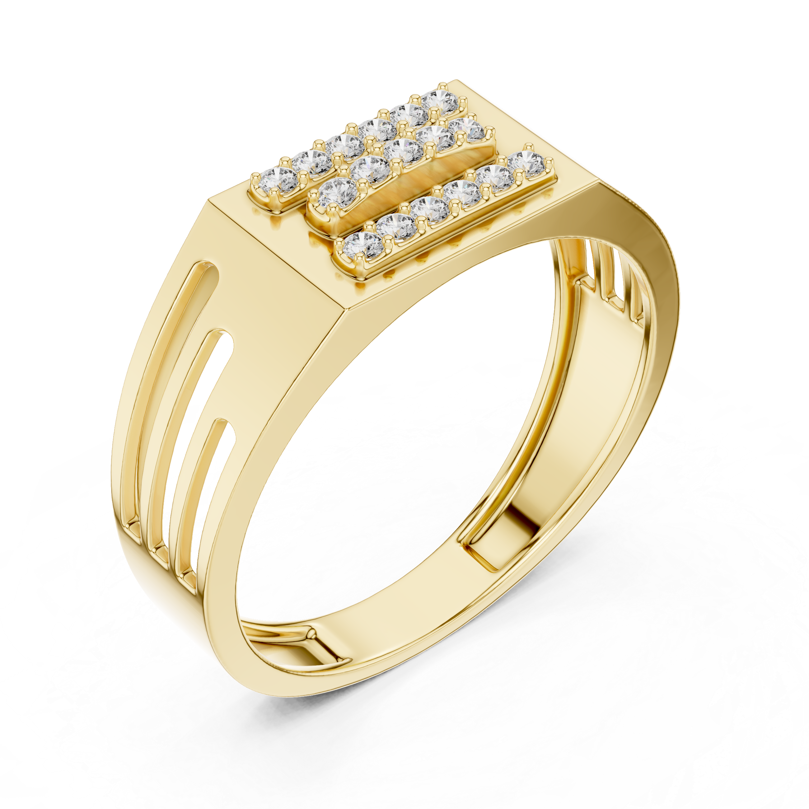 Modern Rose Gold Men's Ring with Diamond Accents