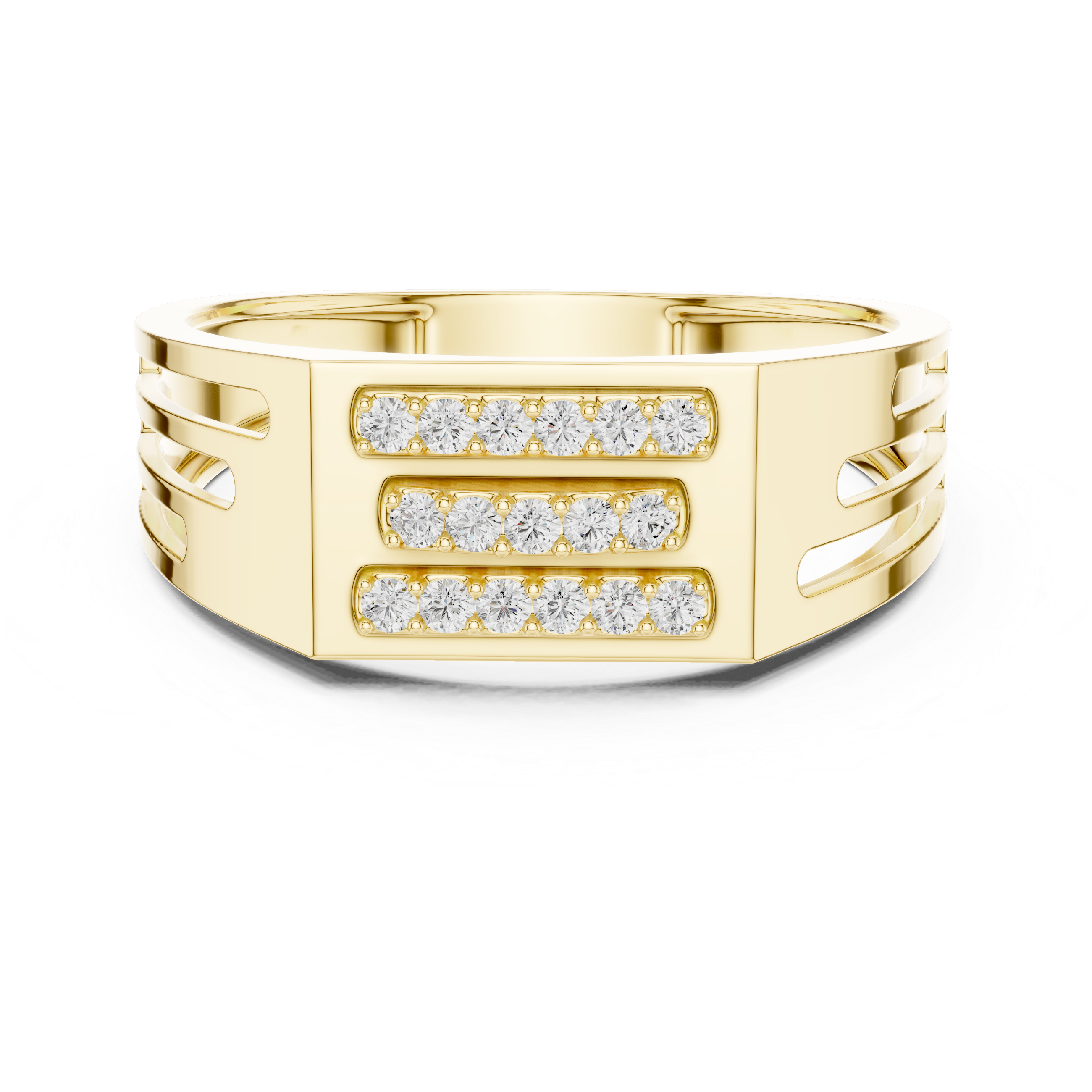 Modern Rose Gold Men's Ring with Diamond Accents