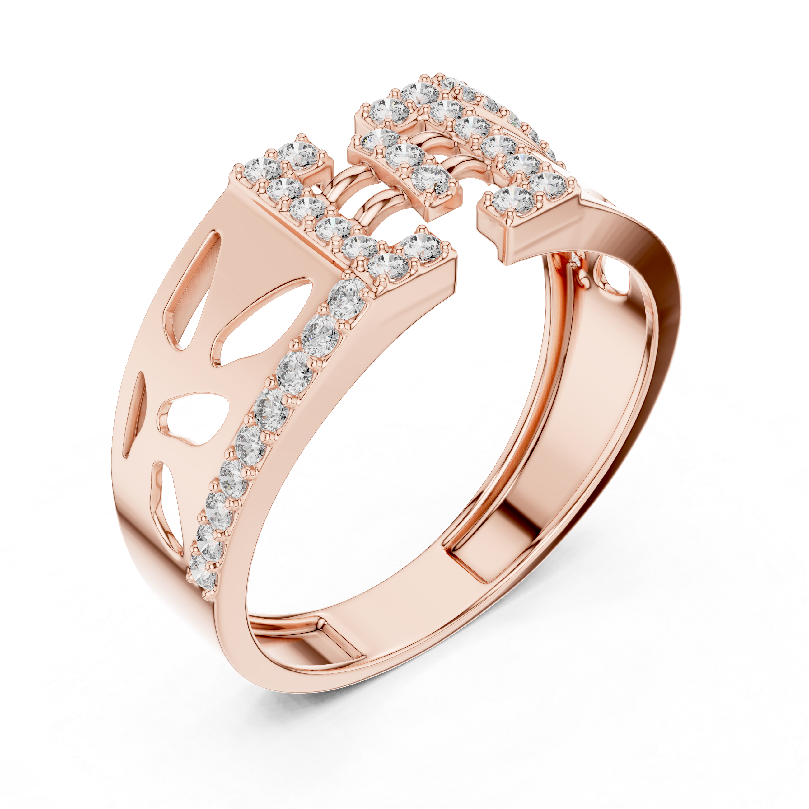 Radiant Gold Diamond Clasp Ring