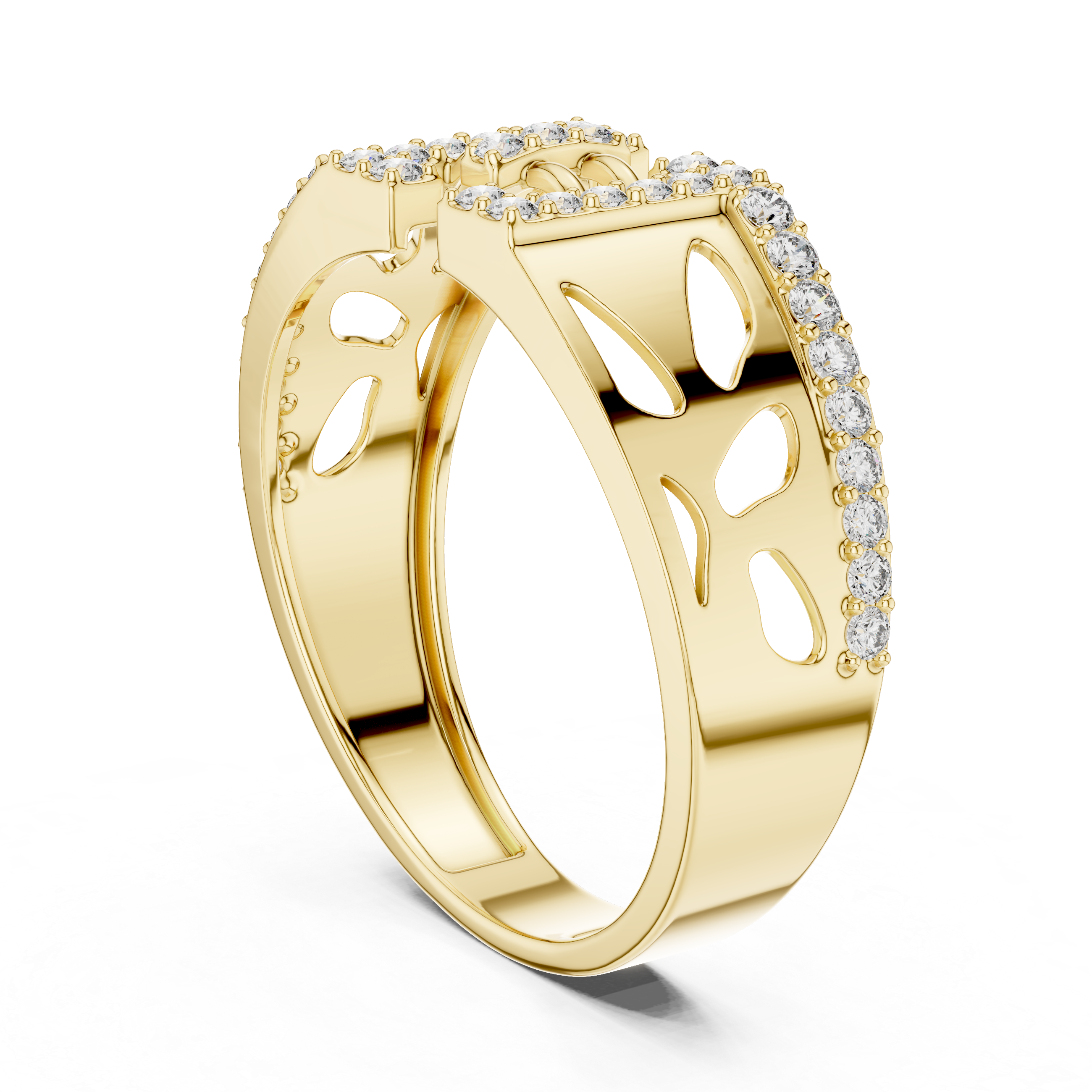 Radiant Gold Diamond Clasp Ring