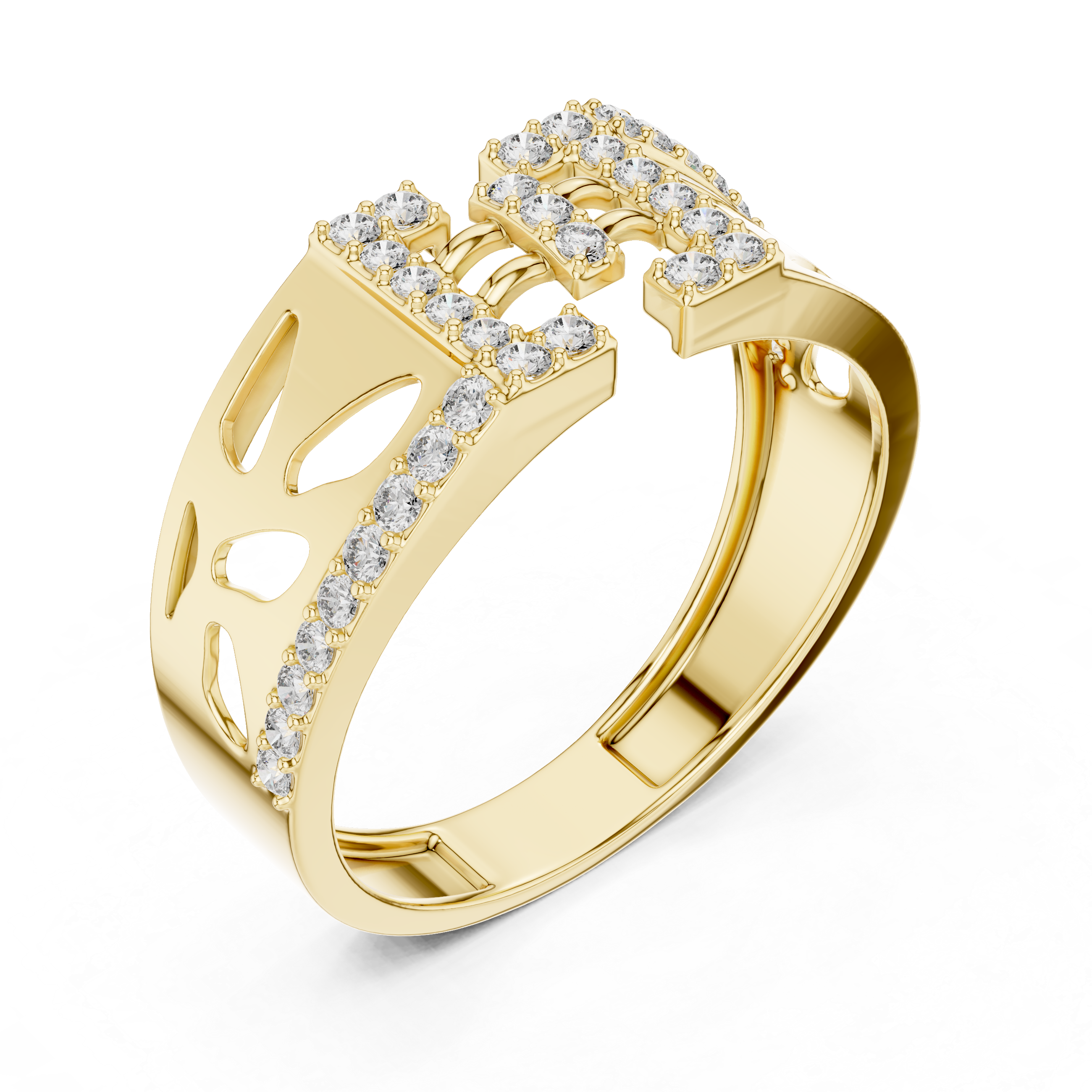 Radiant Gold Diamond Clasp Ring