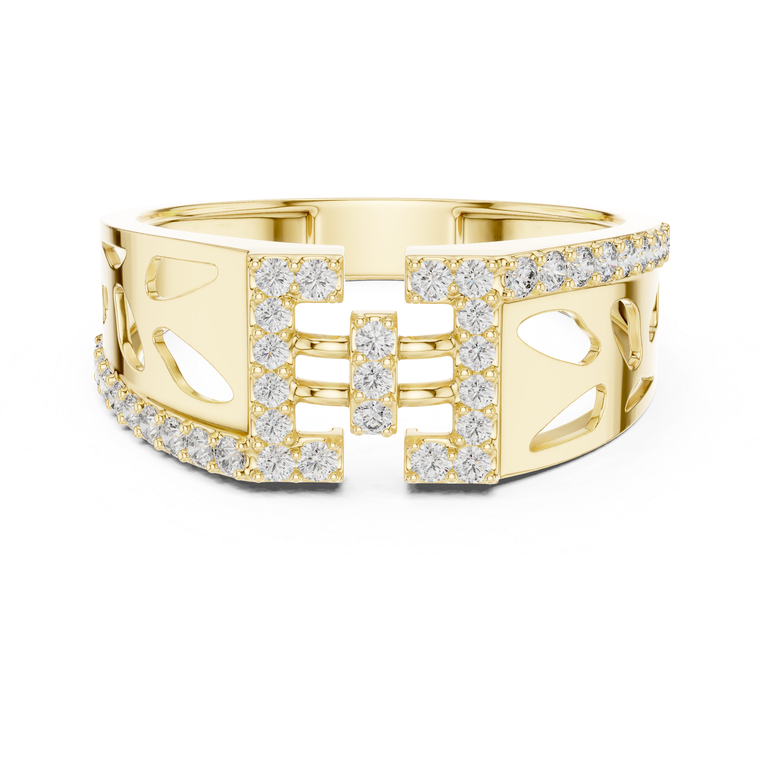 Radiant Gold Diamond Clasp Ring