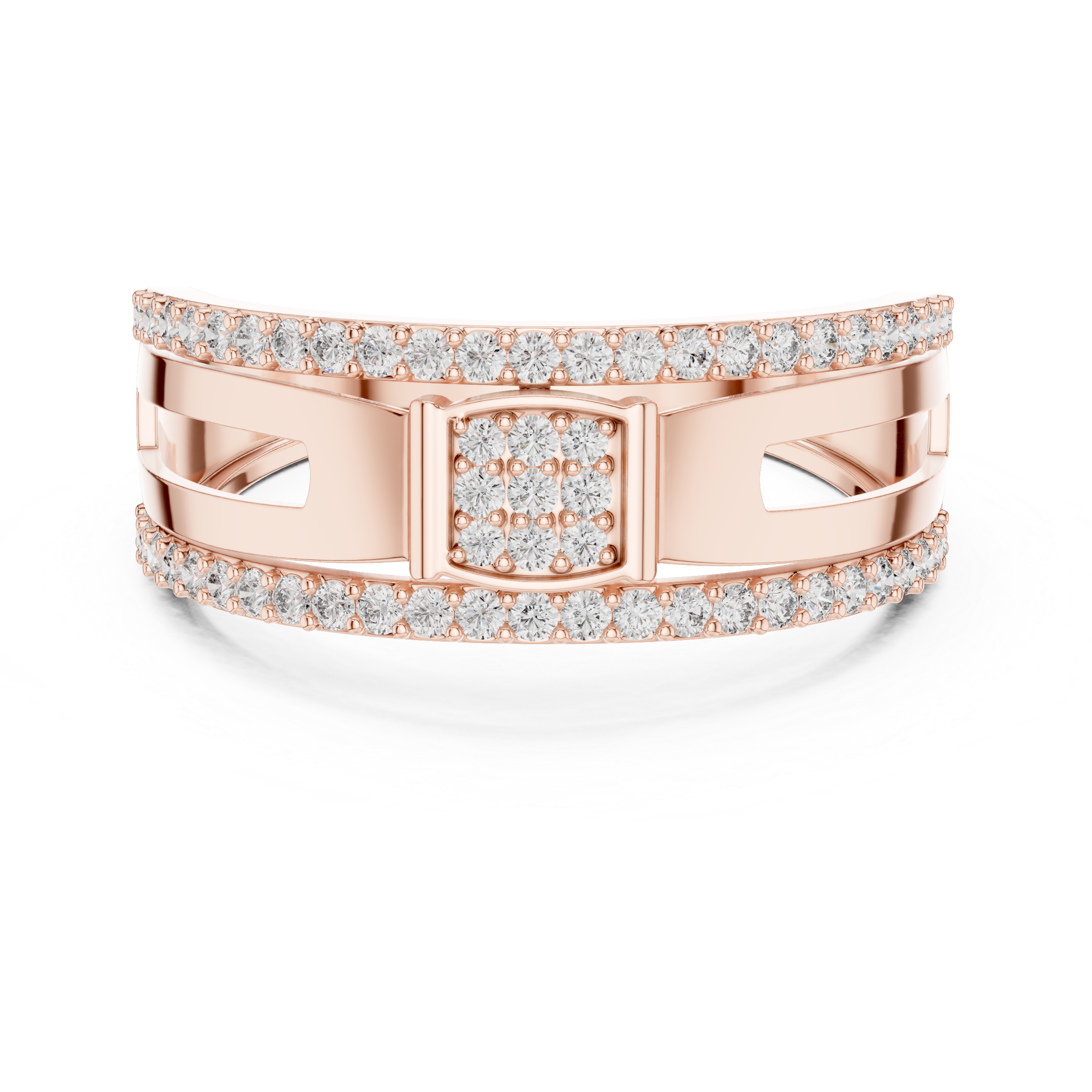 Rose Gold Diamond-Studded Split Band Ring