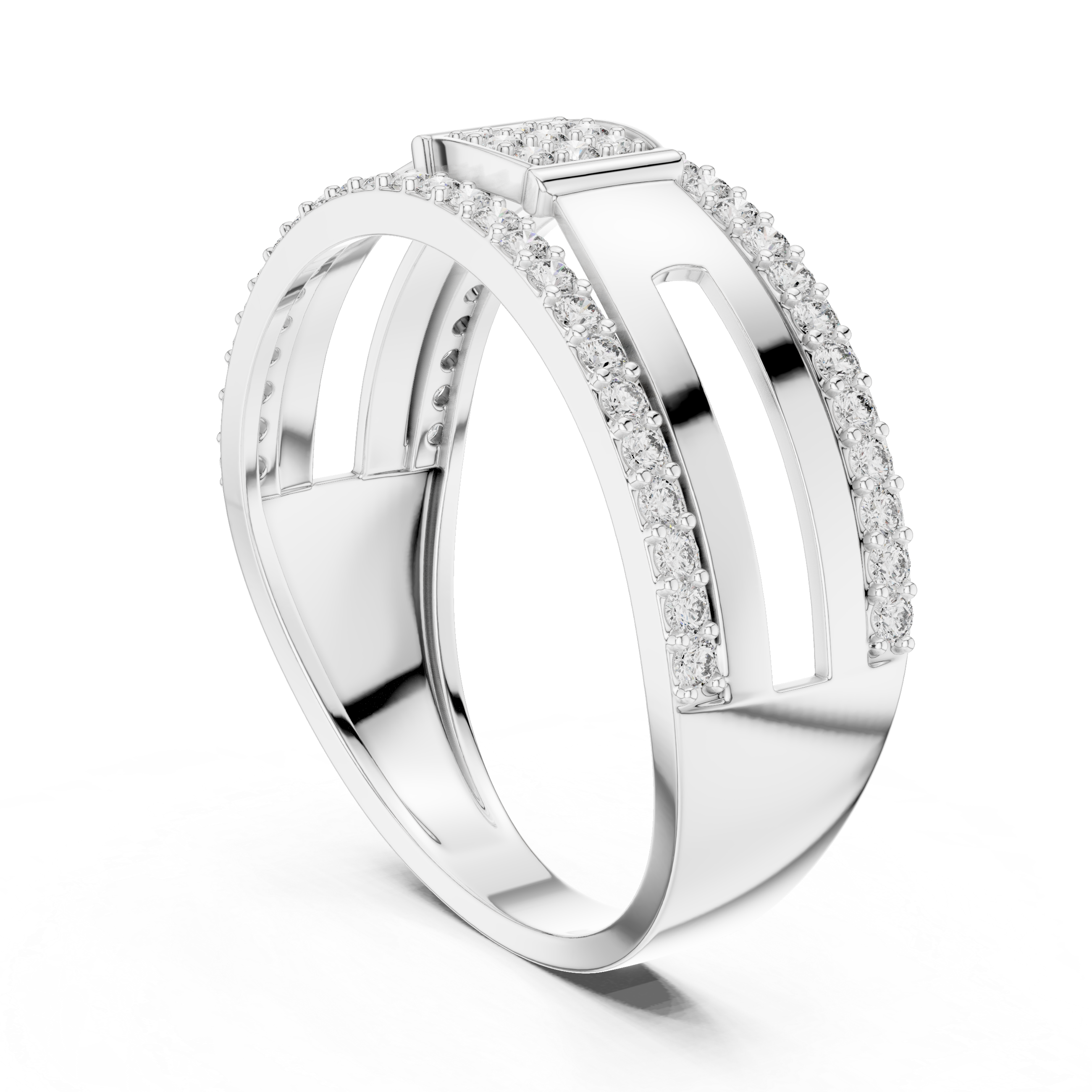 Rose Gold Diamond-Studded Split Band Ring