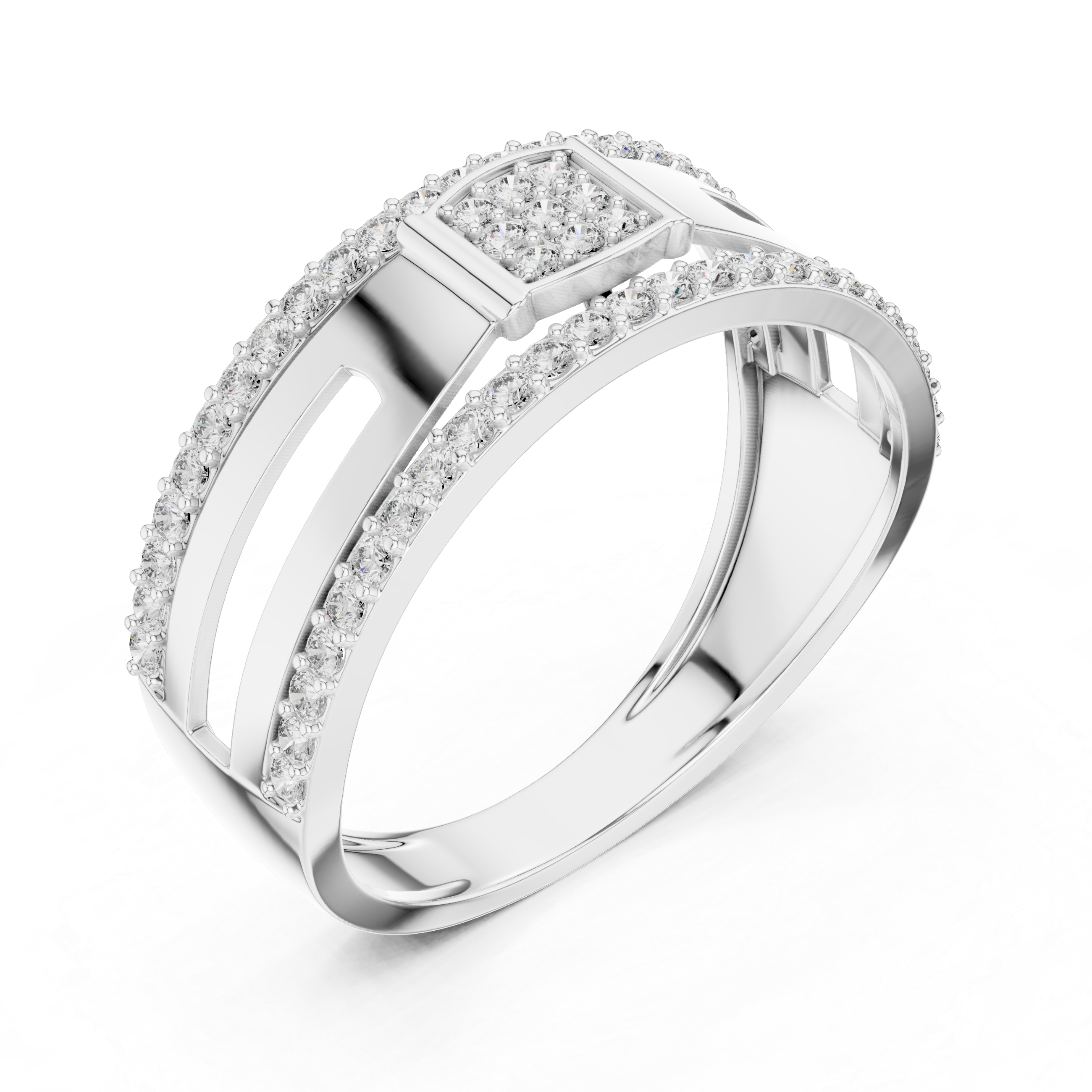 Rose Gold Diamond-Studded Split Band Ring