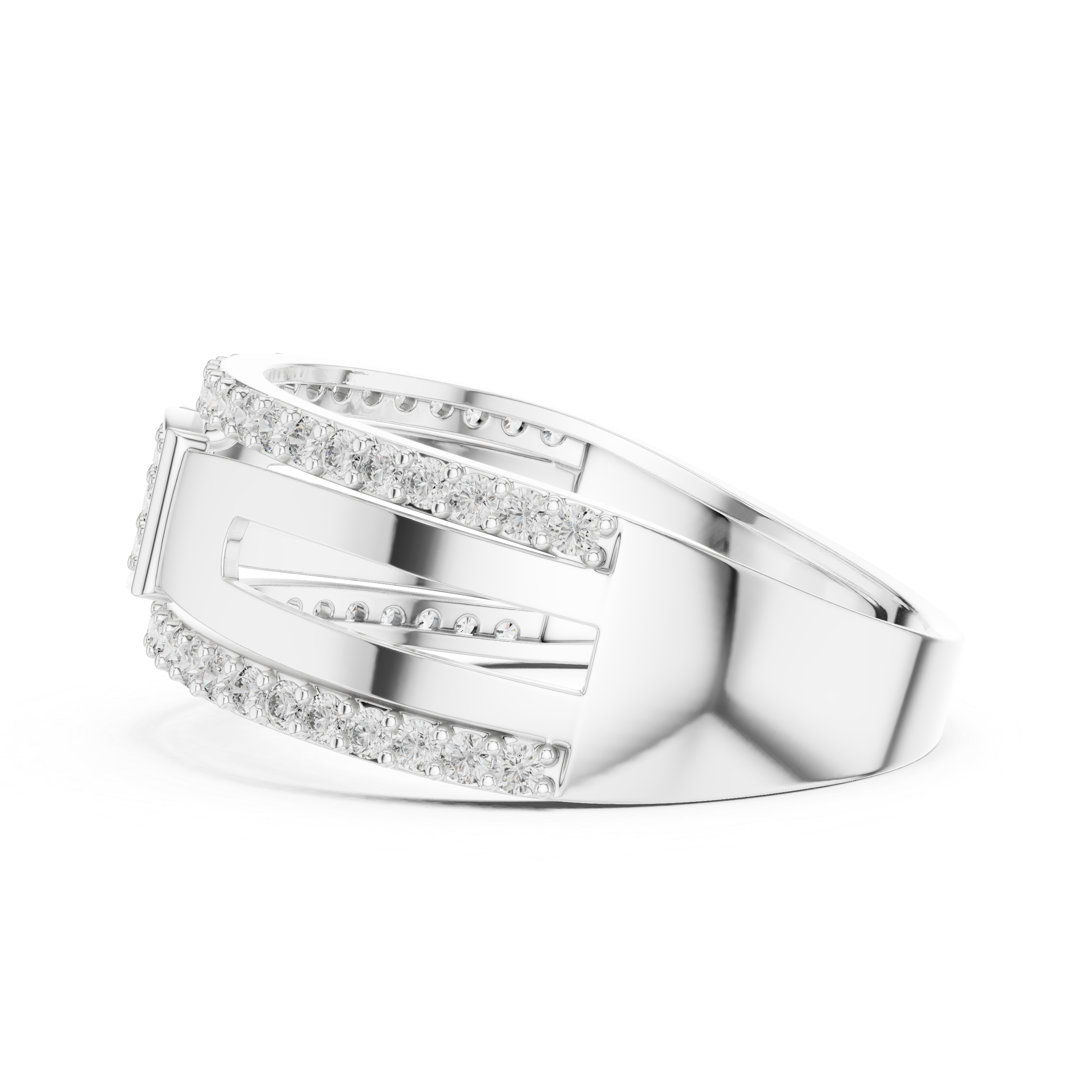 Rose Gold Diamond-Studded Split Band Ring