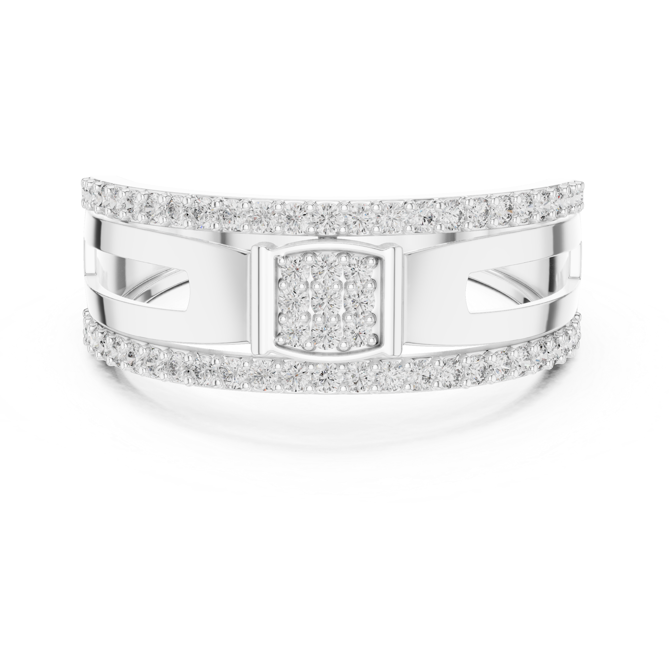 Rose Gold Diamond-Studded Split Band Ring