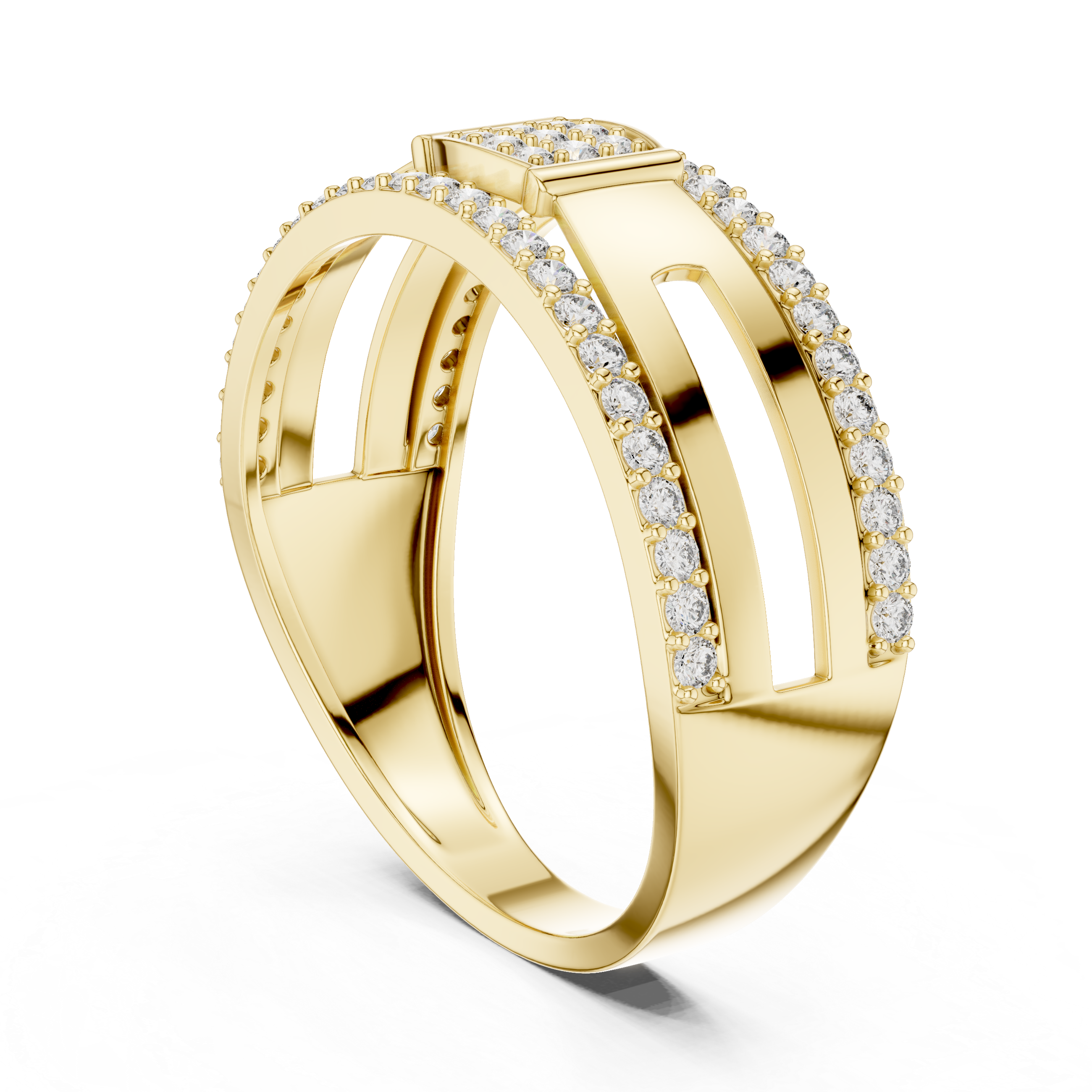 Rose Gold Diamond-Studded Split Band Ring