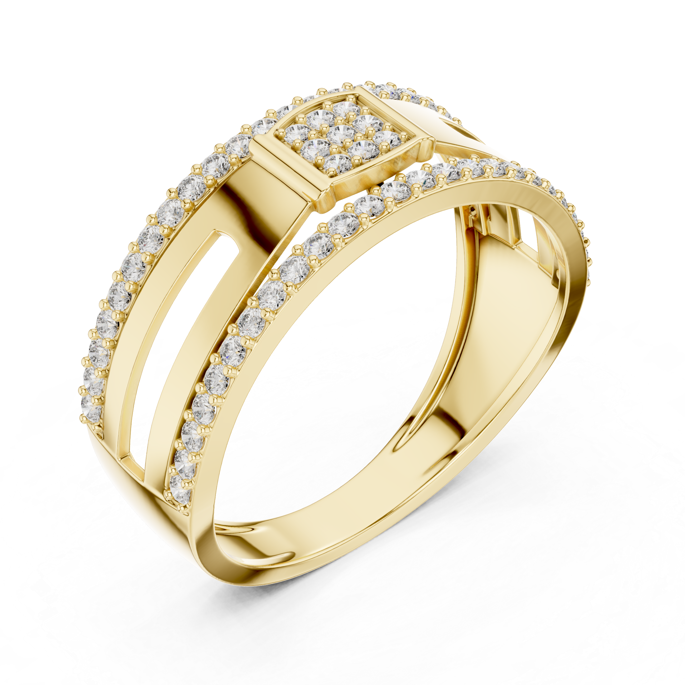 Rose Gold Diamond-Studded Split Band Ring