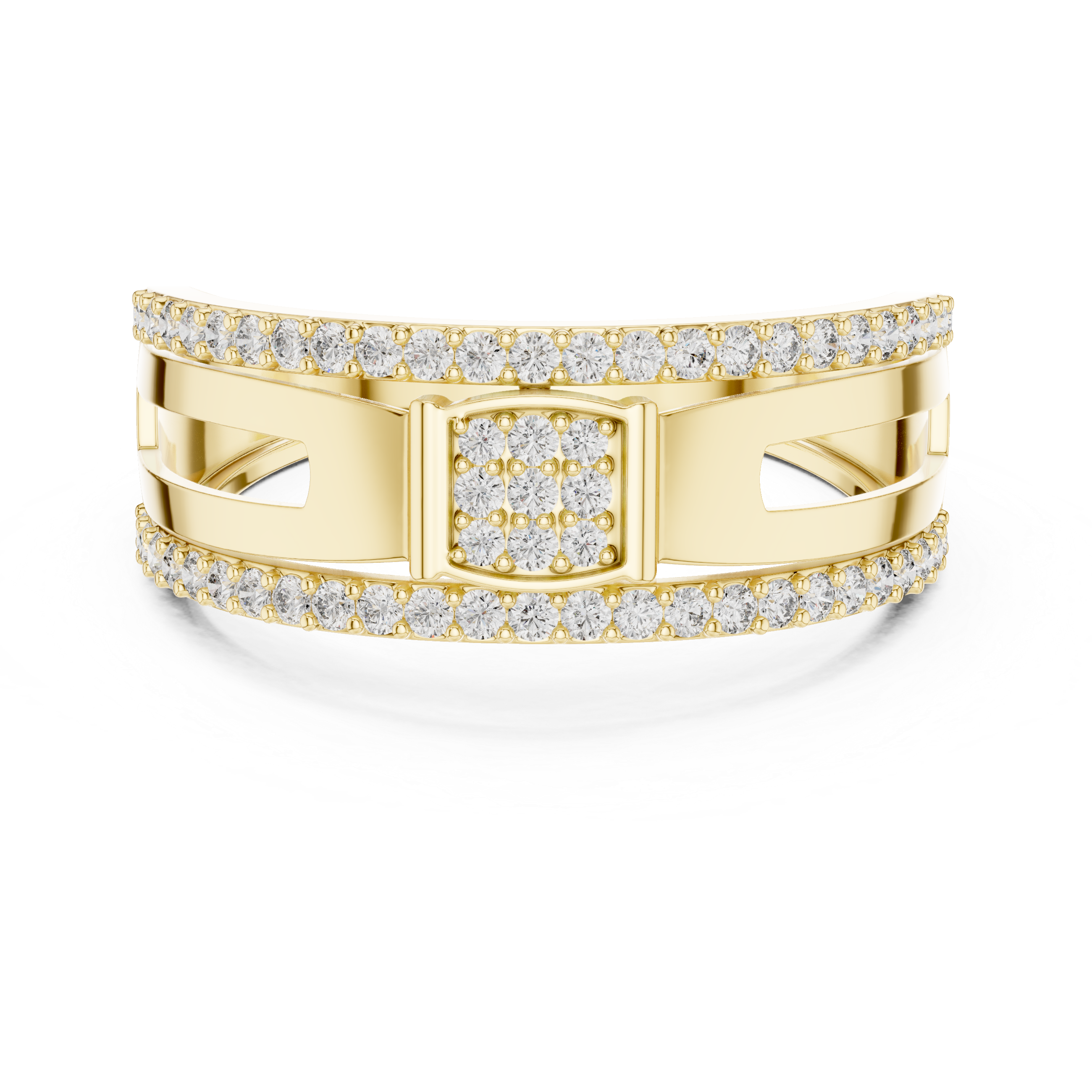 Rose Gold Diamond-Studded Split Band Ring