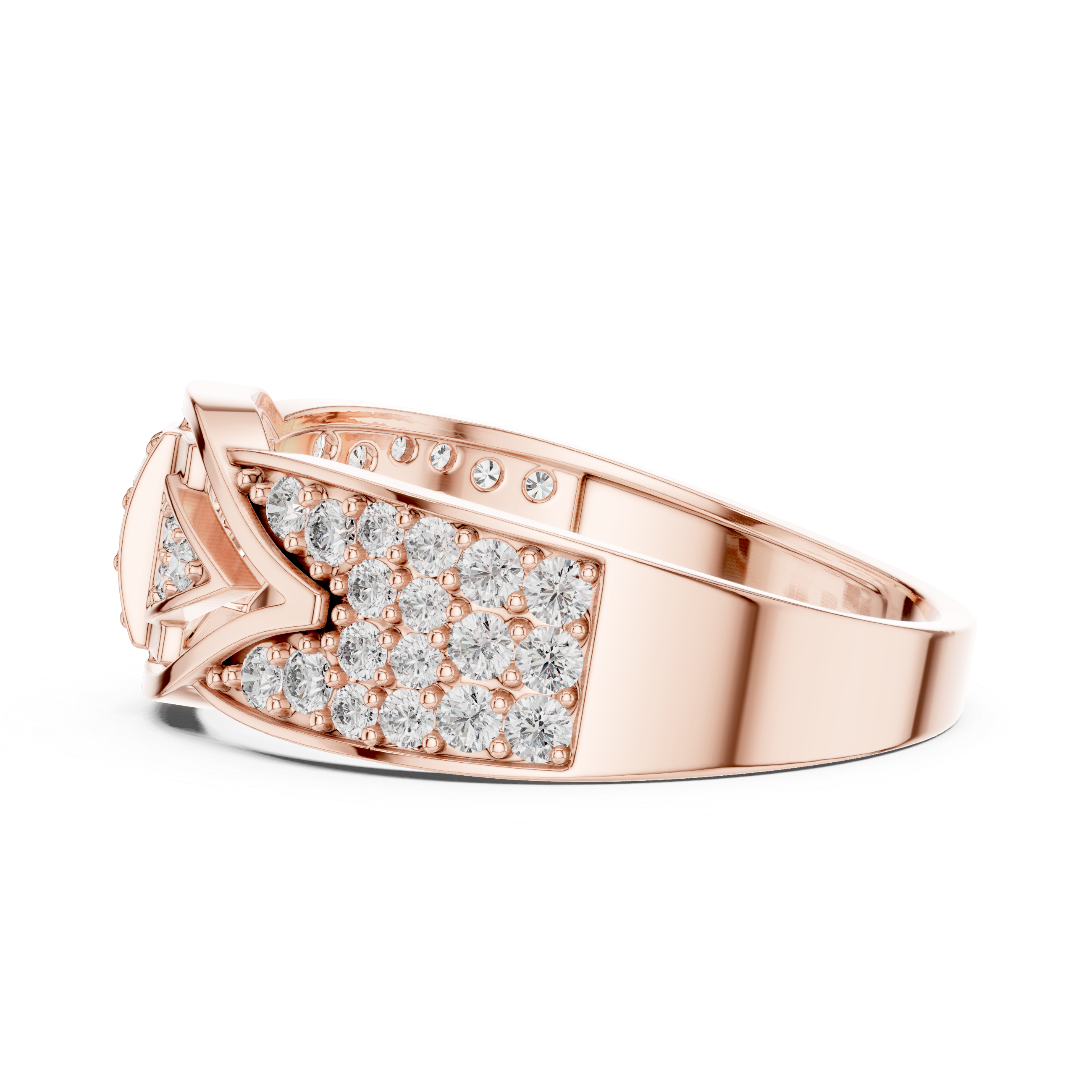 Rose Gold Diamond Statement Ring with Geometric Design