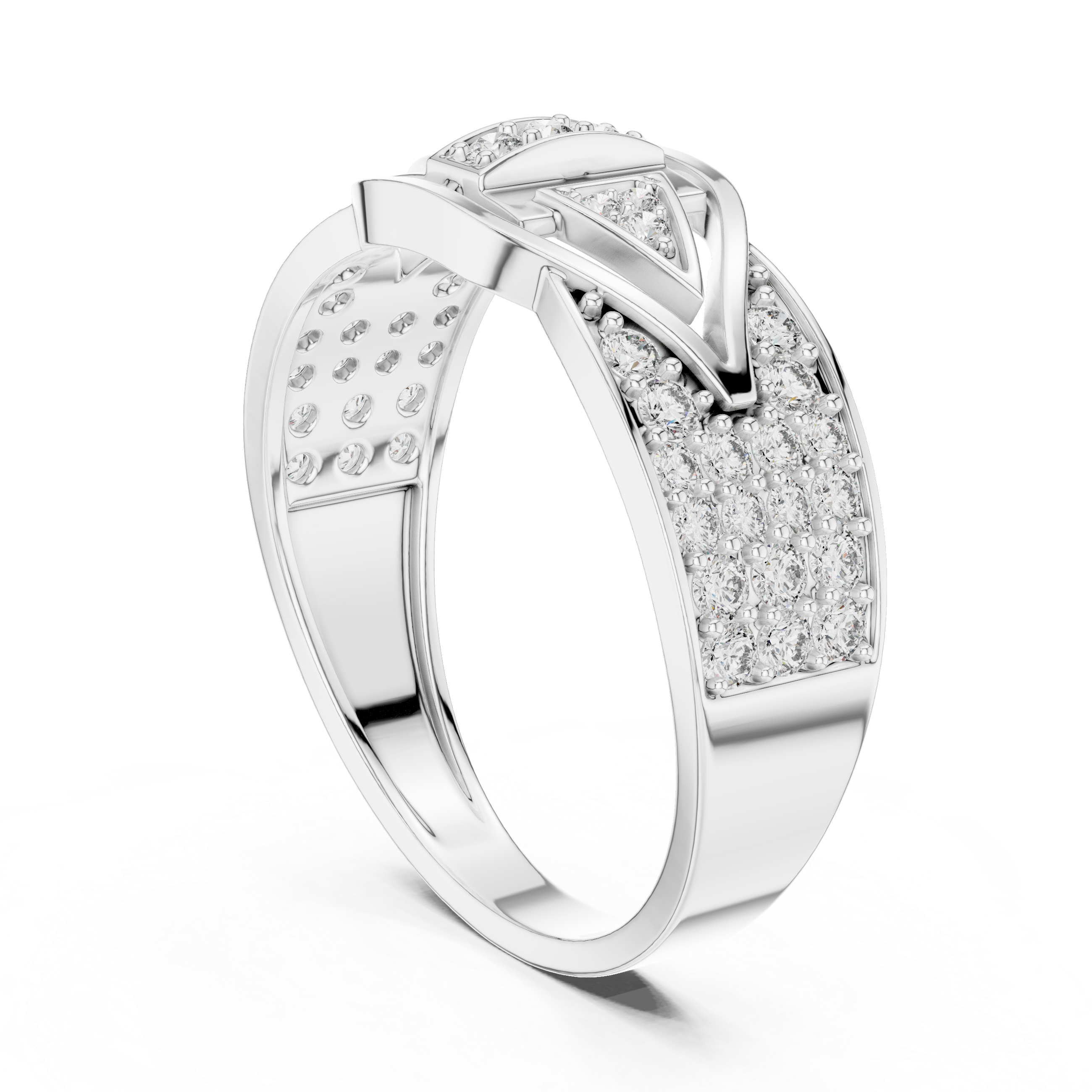 Rose Gold Diamond Statement Ring with Geometric Design