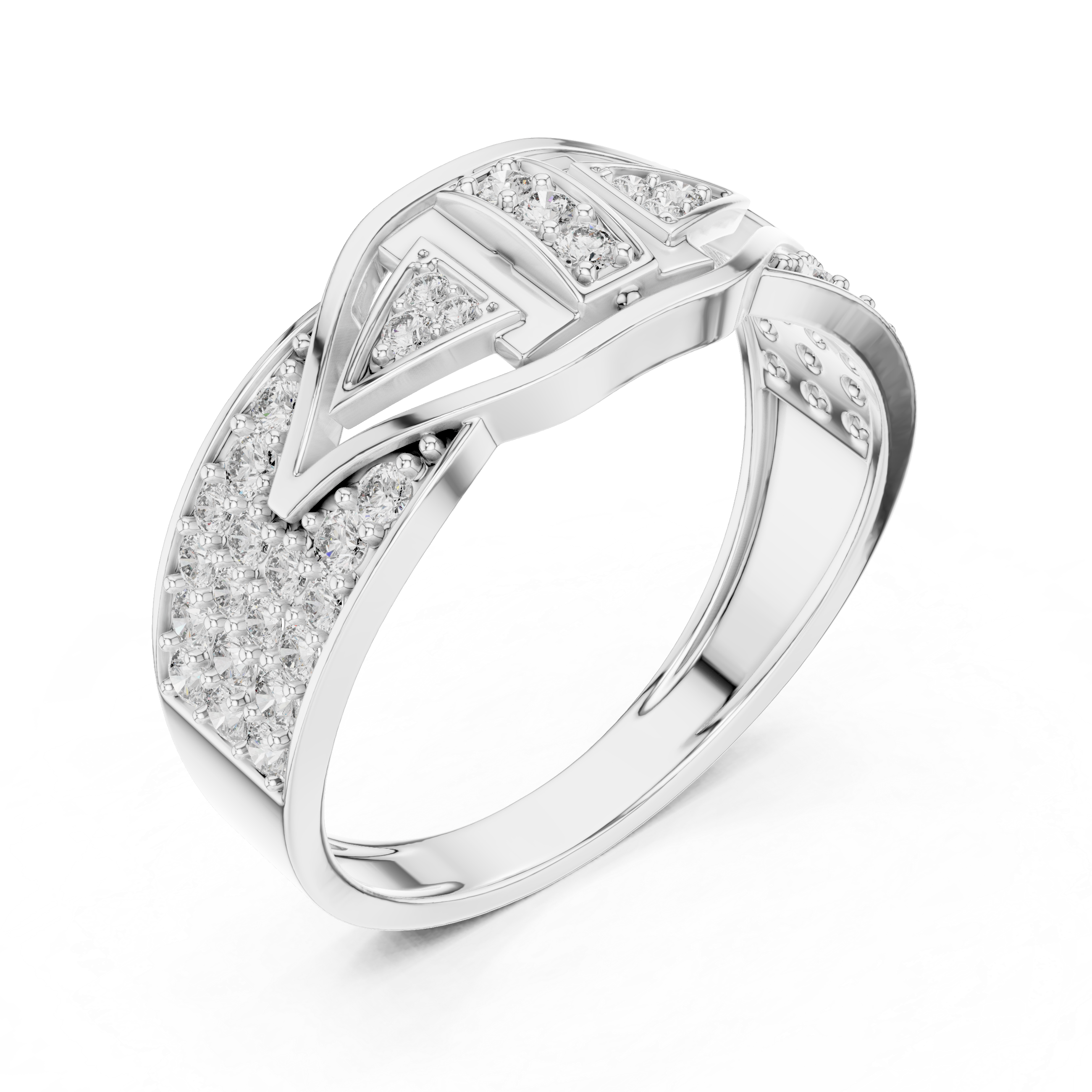 Rose Gold Diamond Statement Ring with Geometric Design