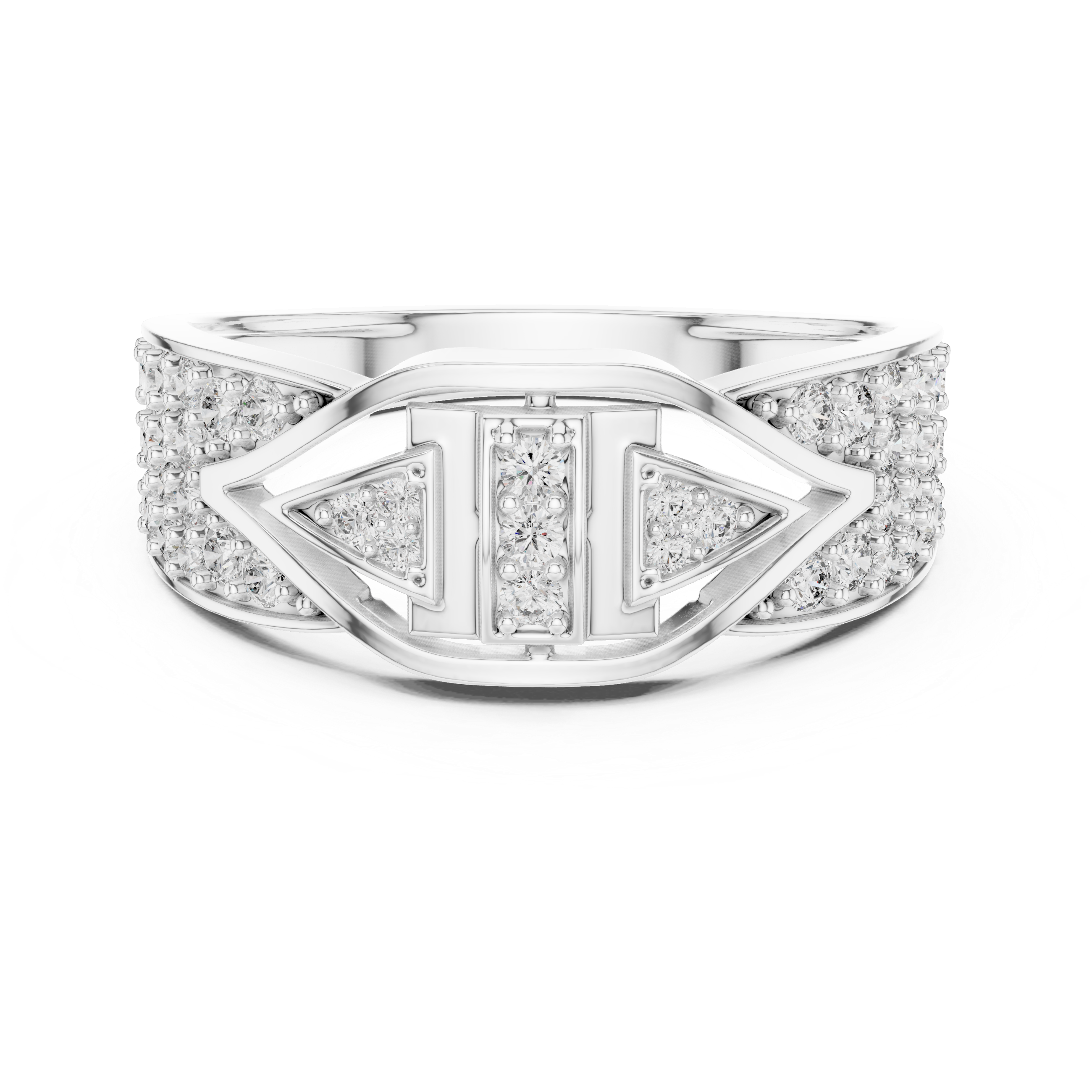 Rose Gold Diamond Statement Ring with Geometric Design