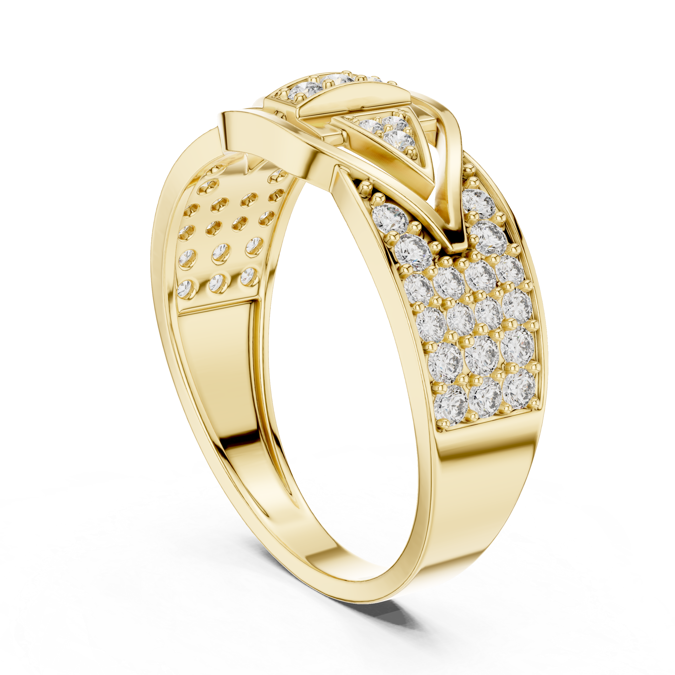 Rose Gold Diamond Statement Ring with Geometric Design