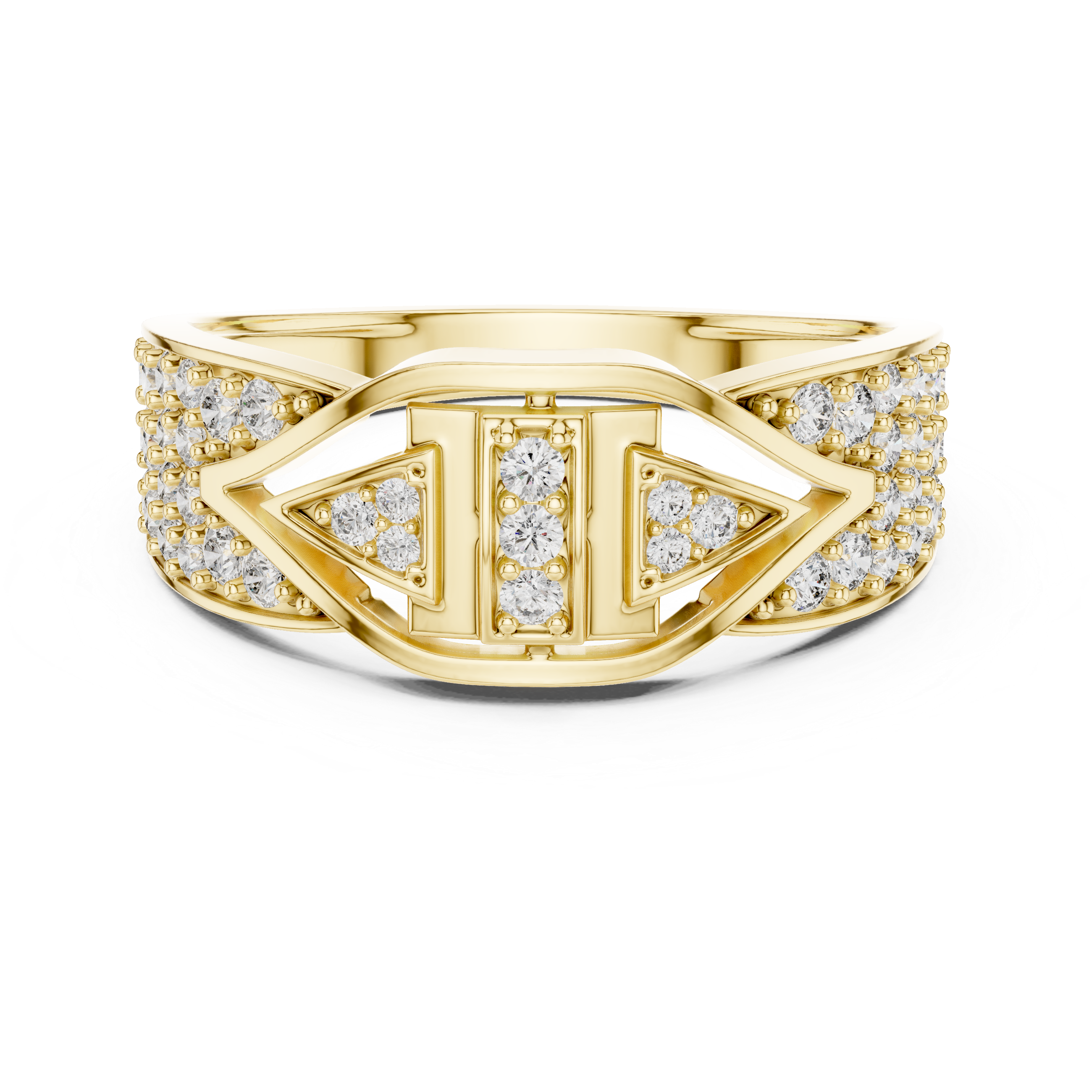 Rose Gold Diamond Statement Ring with Geometric Design