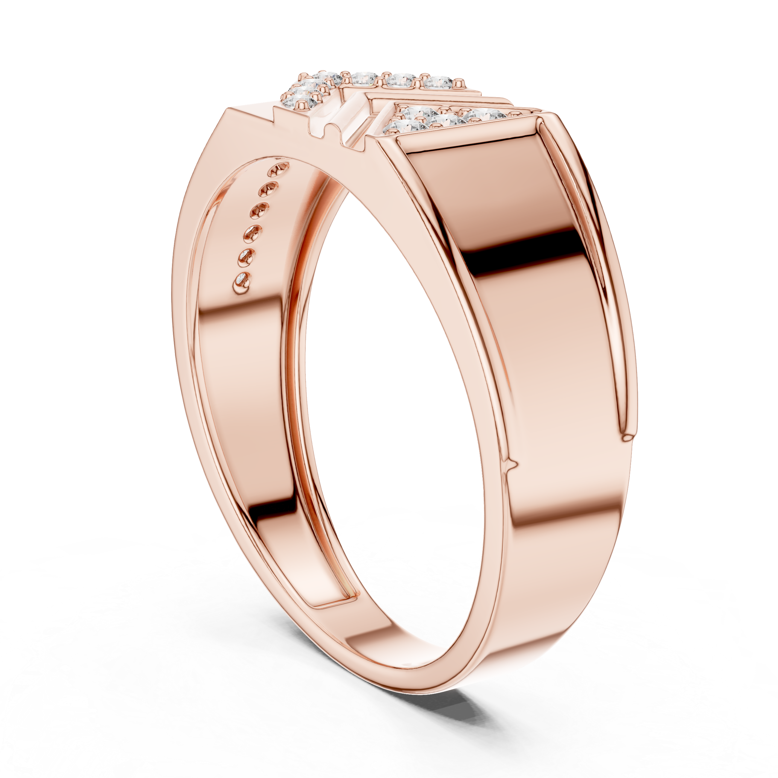 Rose Gold Geometric Diamond Accent Statement Ring