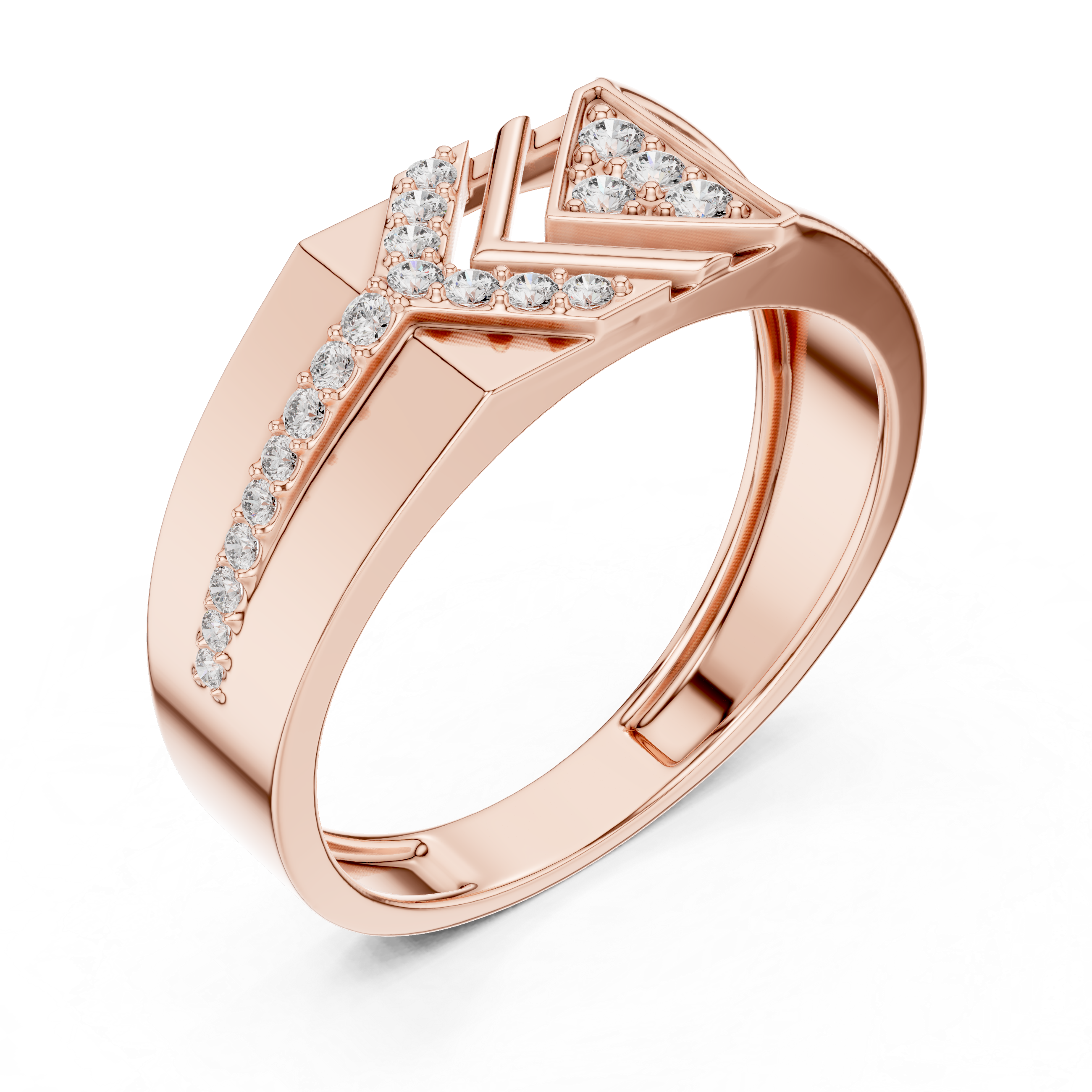 Rose Gold Geometric Diamond Accent Statement Ring