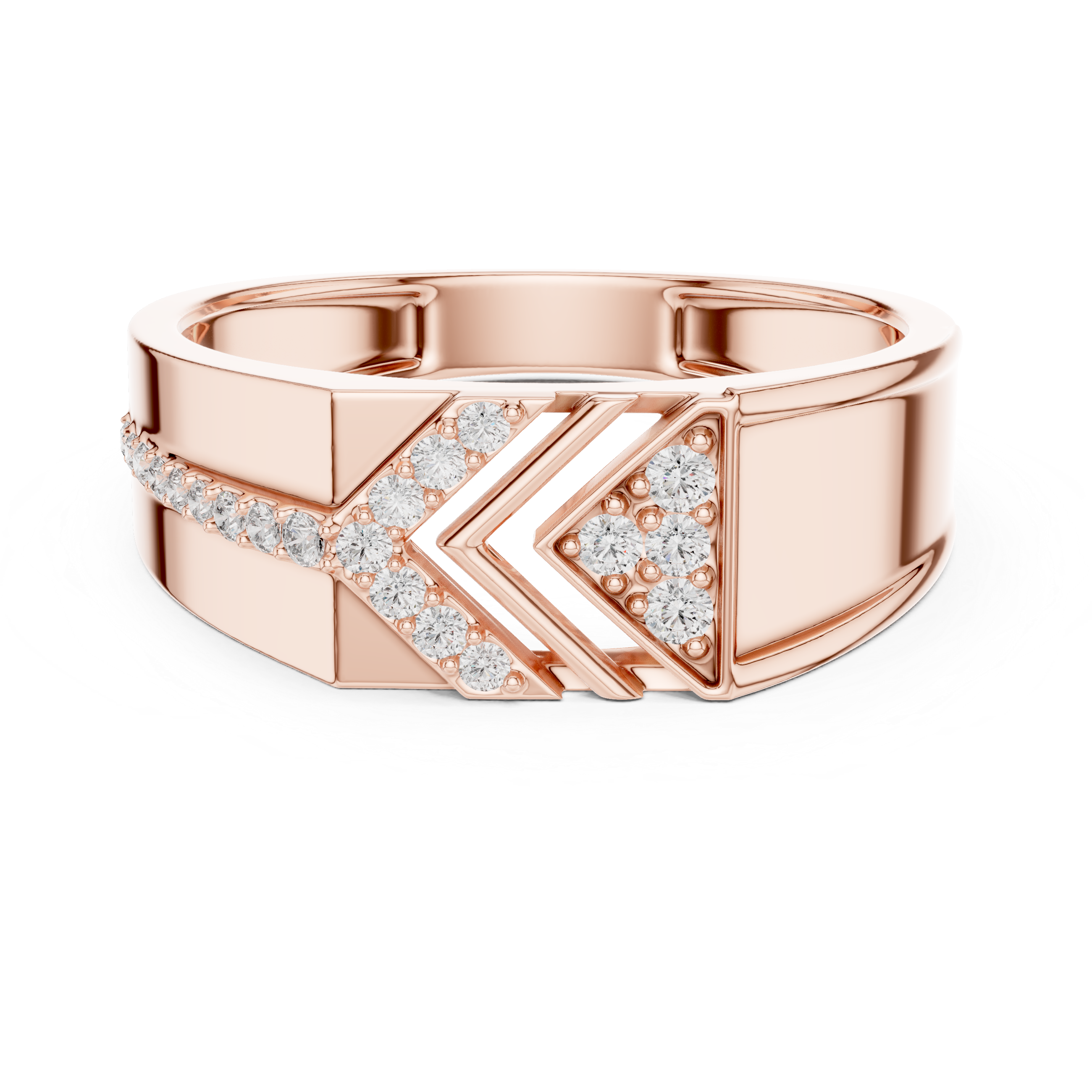 Rose Gold Geometric Diamond Accent Statement Ring