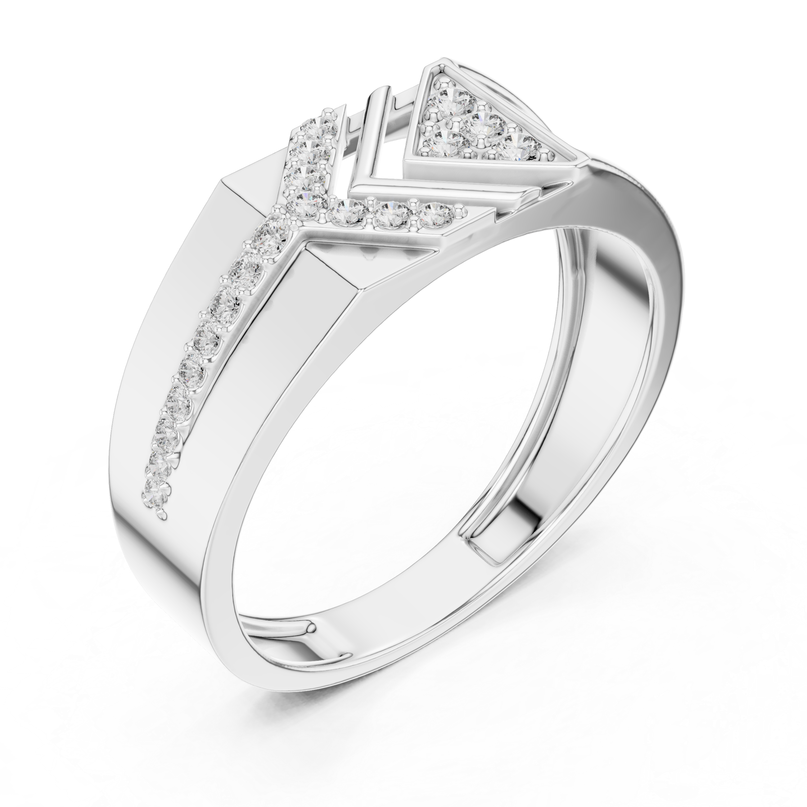 Rose Gold Geometric Diamond Accent Statement Ring
