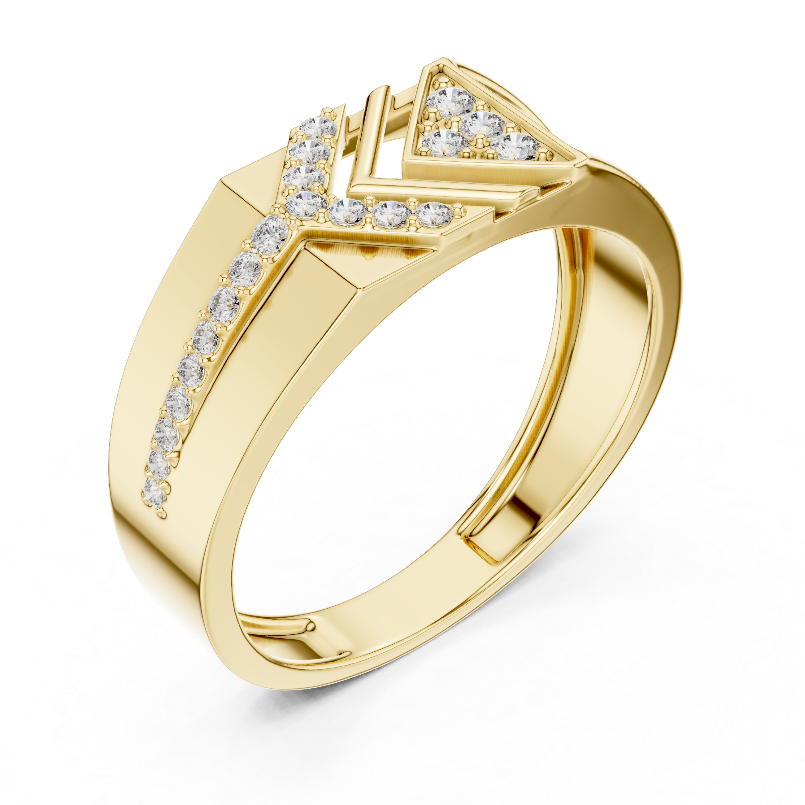 Rose Gold Geometric Diamond Accent Statement Ring