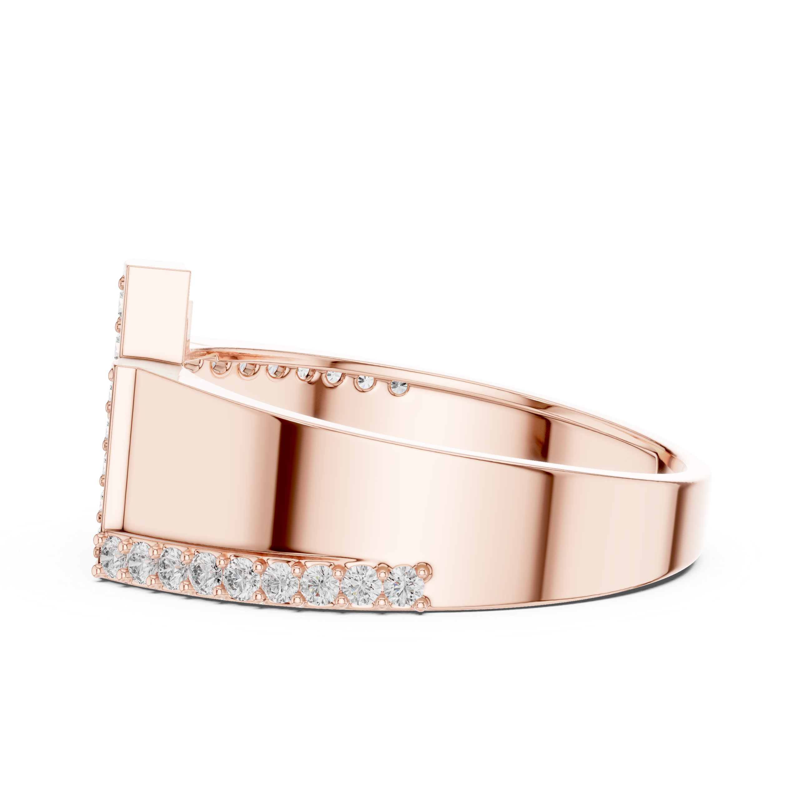 Rose Gold Ring Featuring Multi-Level Diamond Design