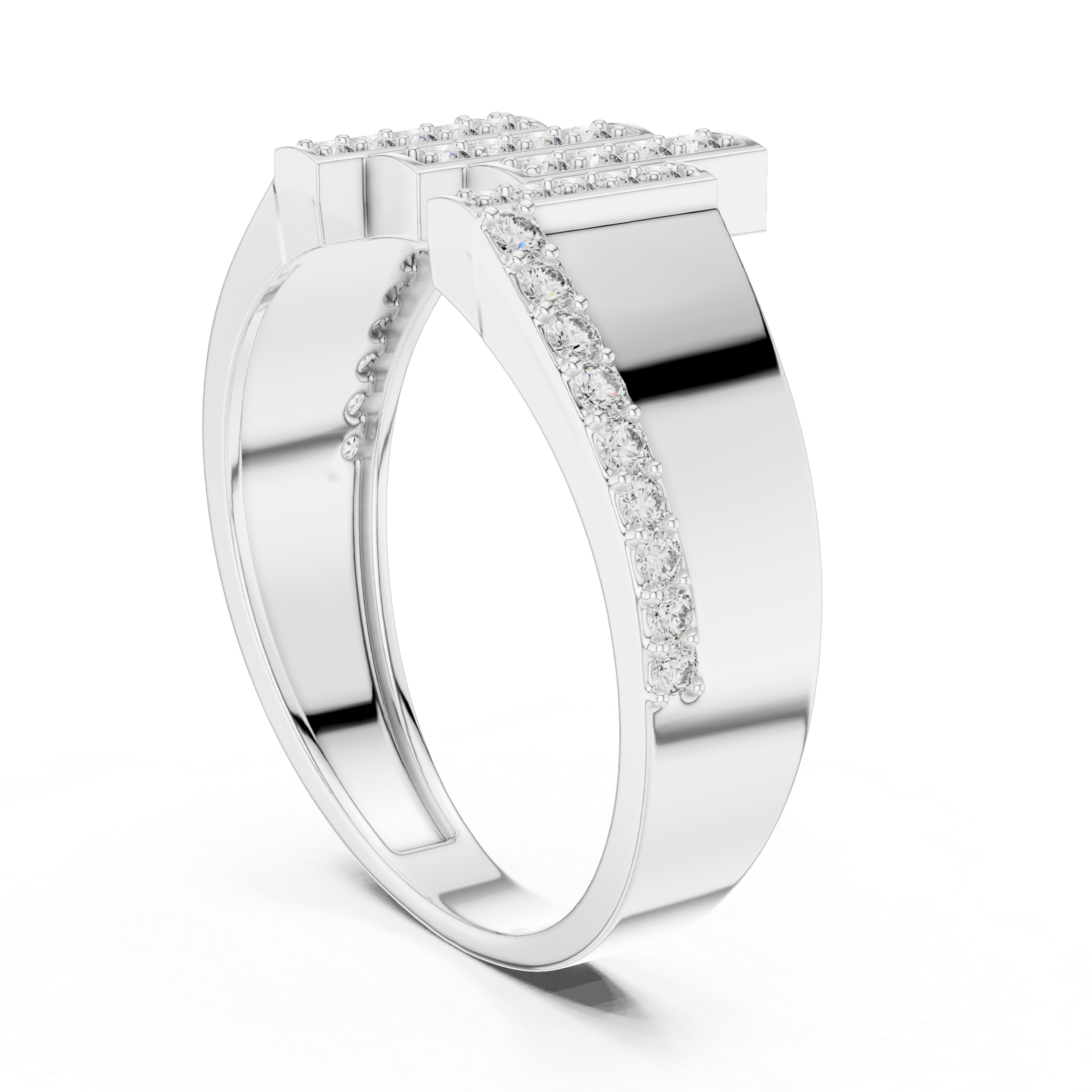 Rose Gold Ring Featuring Multi-Level Diamond Design