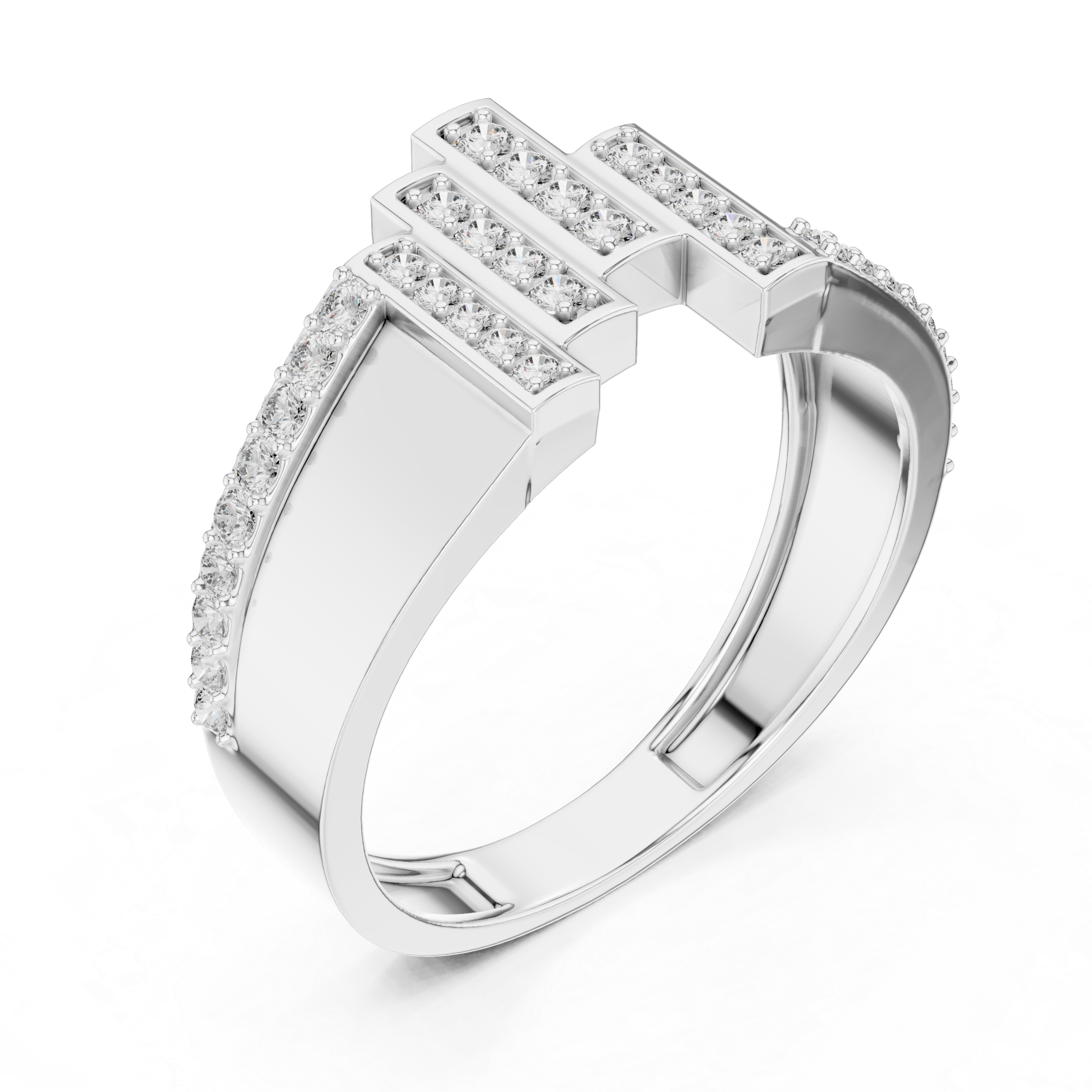 Rose Gold Ring Featuring Multi-Level Diamond Design