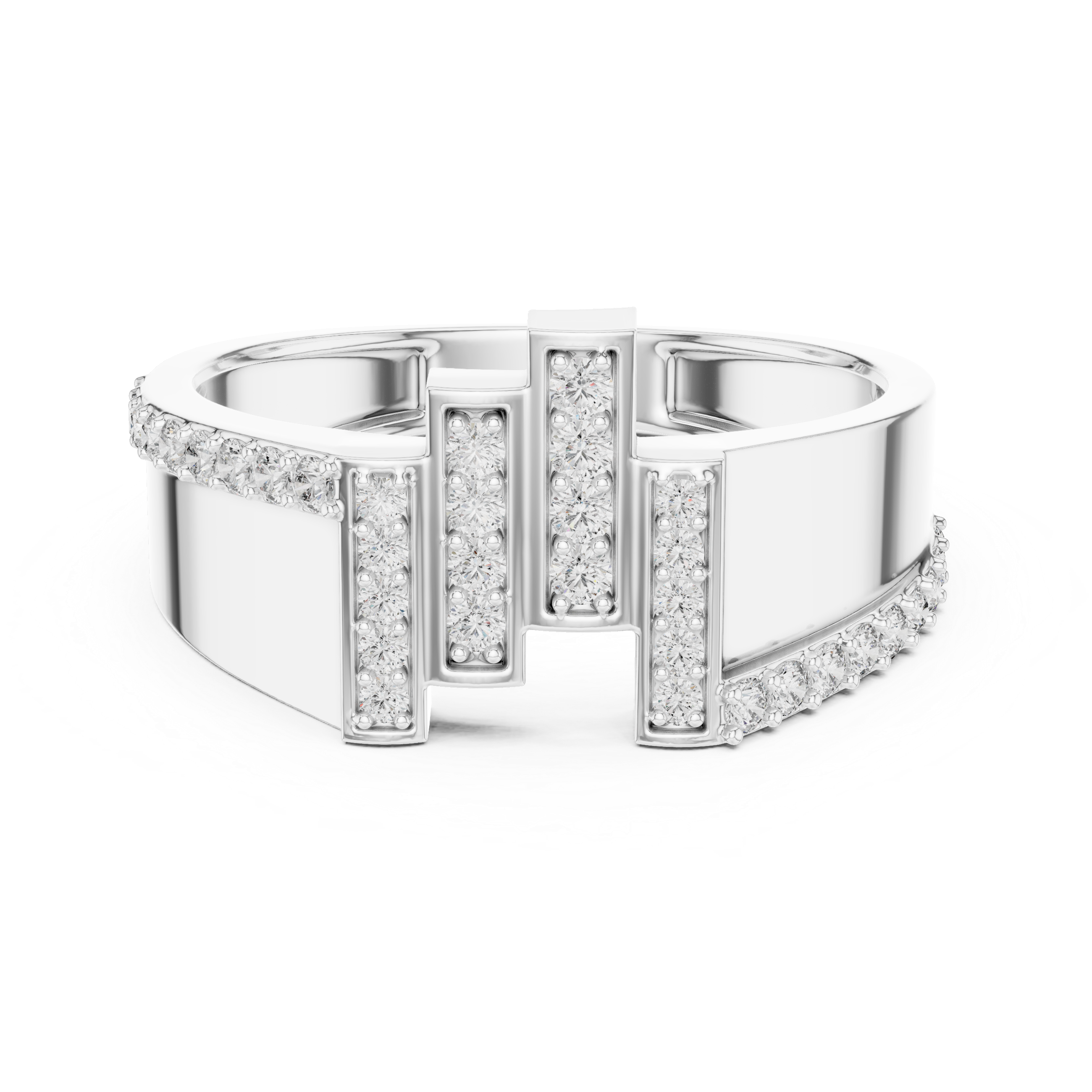 Rose Gold Ring Featuring Multi-Level Diamond Design