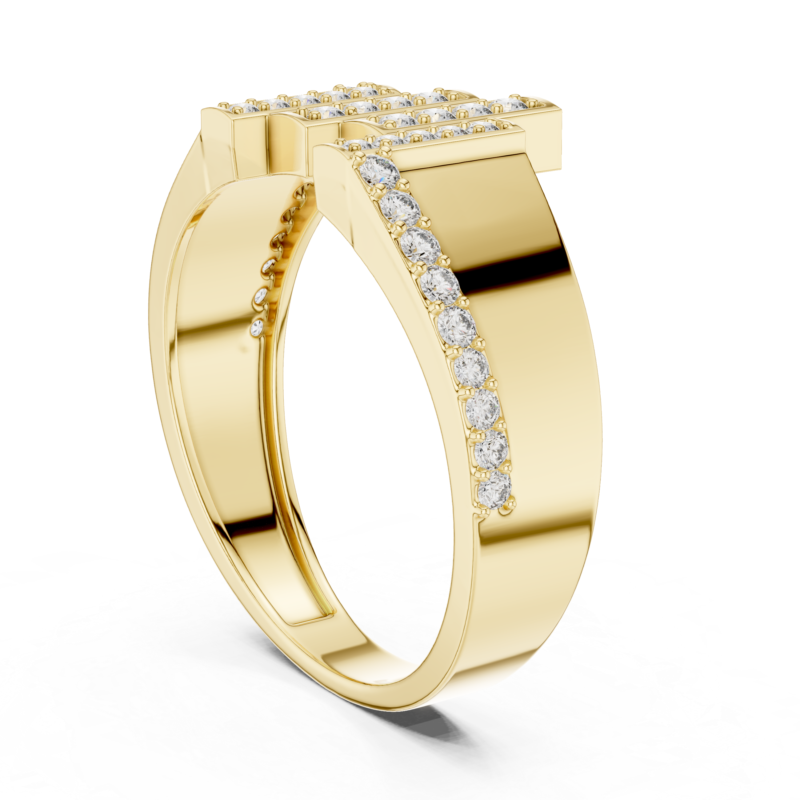 Rose Gold Ring Featuring Multi-Level Diamond Design