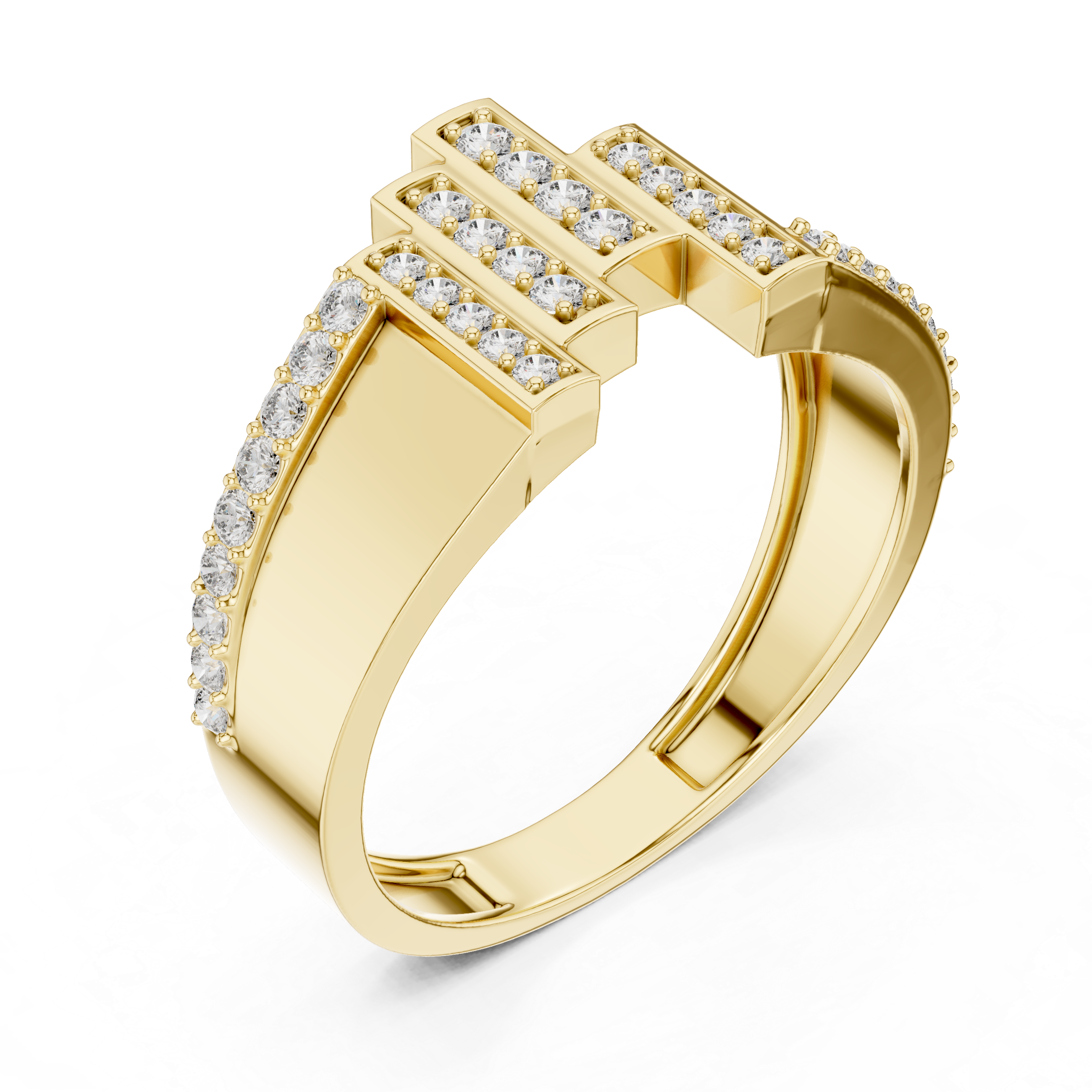 Rose Gold Ring Featuring Multi-Level Diamond Design