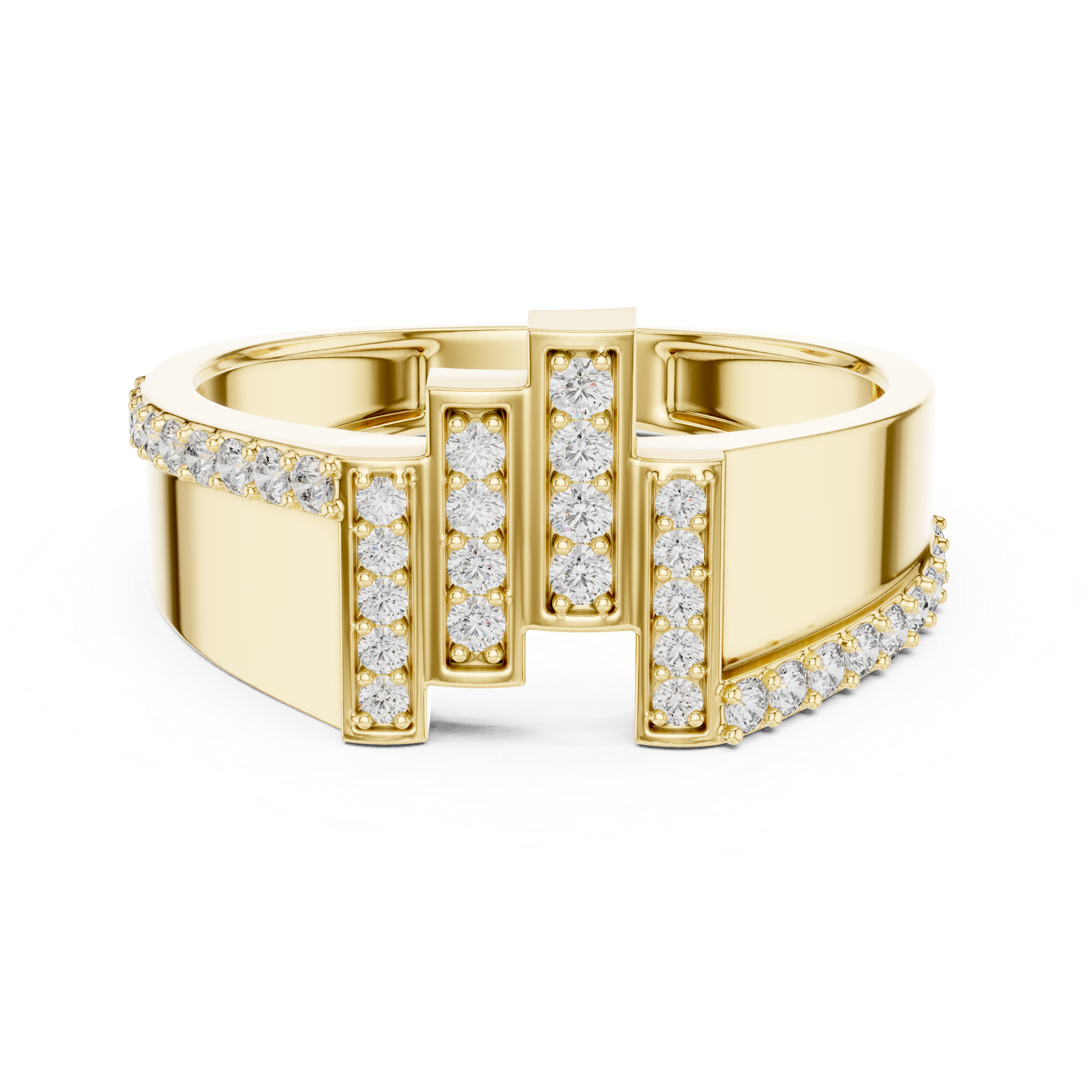 Rose Gold Ring Featuring Multi-Level Diamond Design