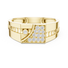 Bold Geometric Yellow Gold Ring with Diamond Cluster and Cutout Detailing