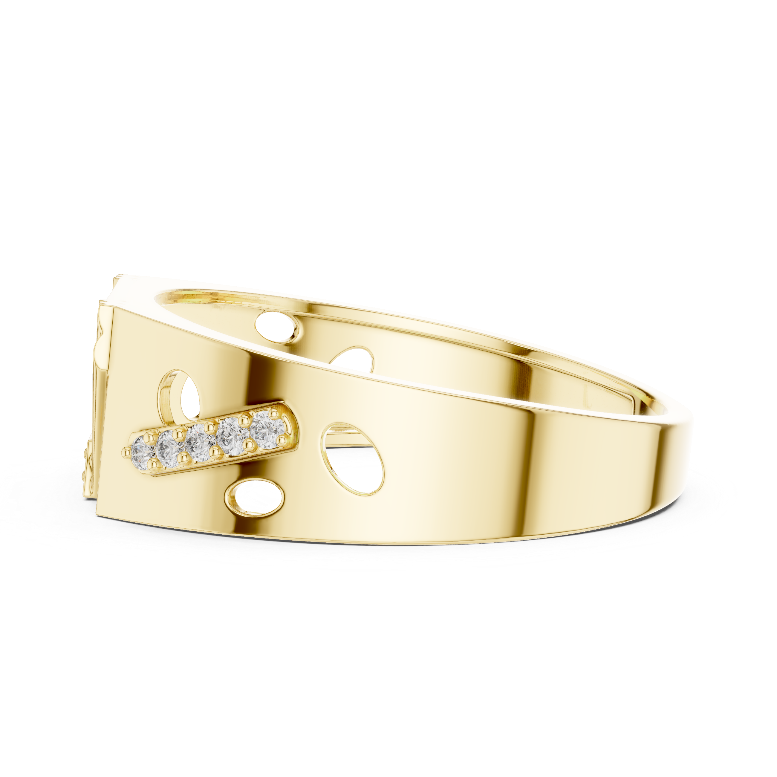 Art Deco-Inspired Rose Gold Ring with Diamond Cluster and Engraved Detailing