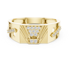 Art Deco-Inspired Rose Gold Ring with Diamond Cluster and Engraved Detailing