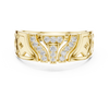 Yellow Gold Ring with Diamond Accents and Lattice-Inspired Design