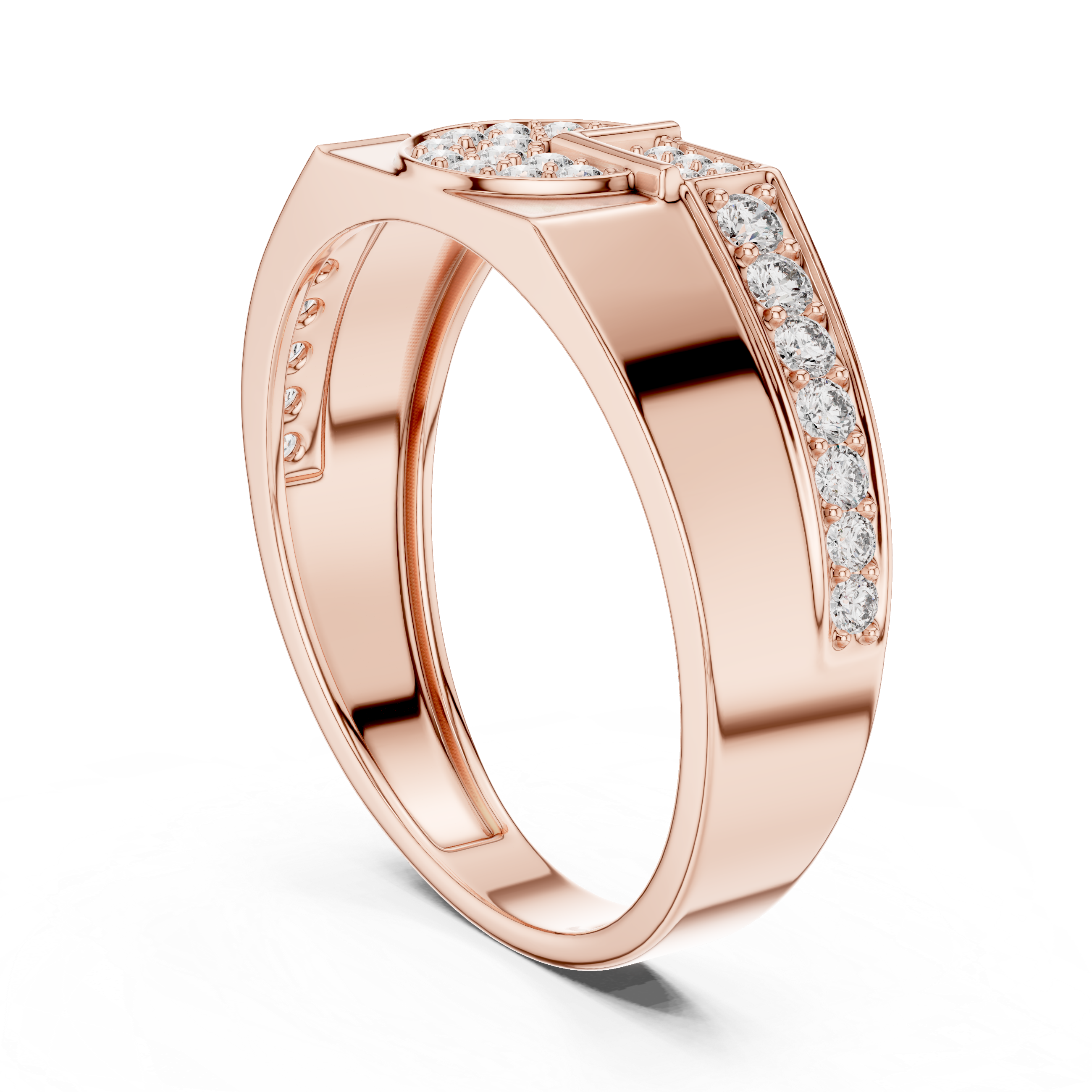 Radiant Gold Diamond Geometric Ring