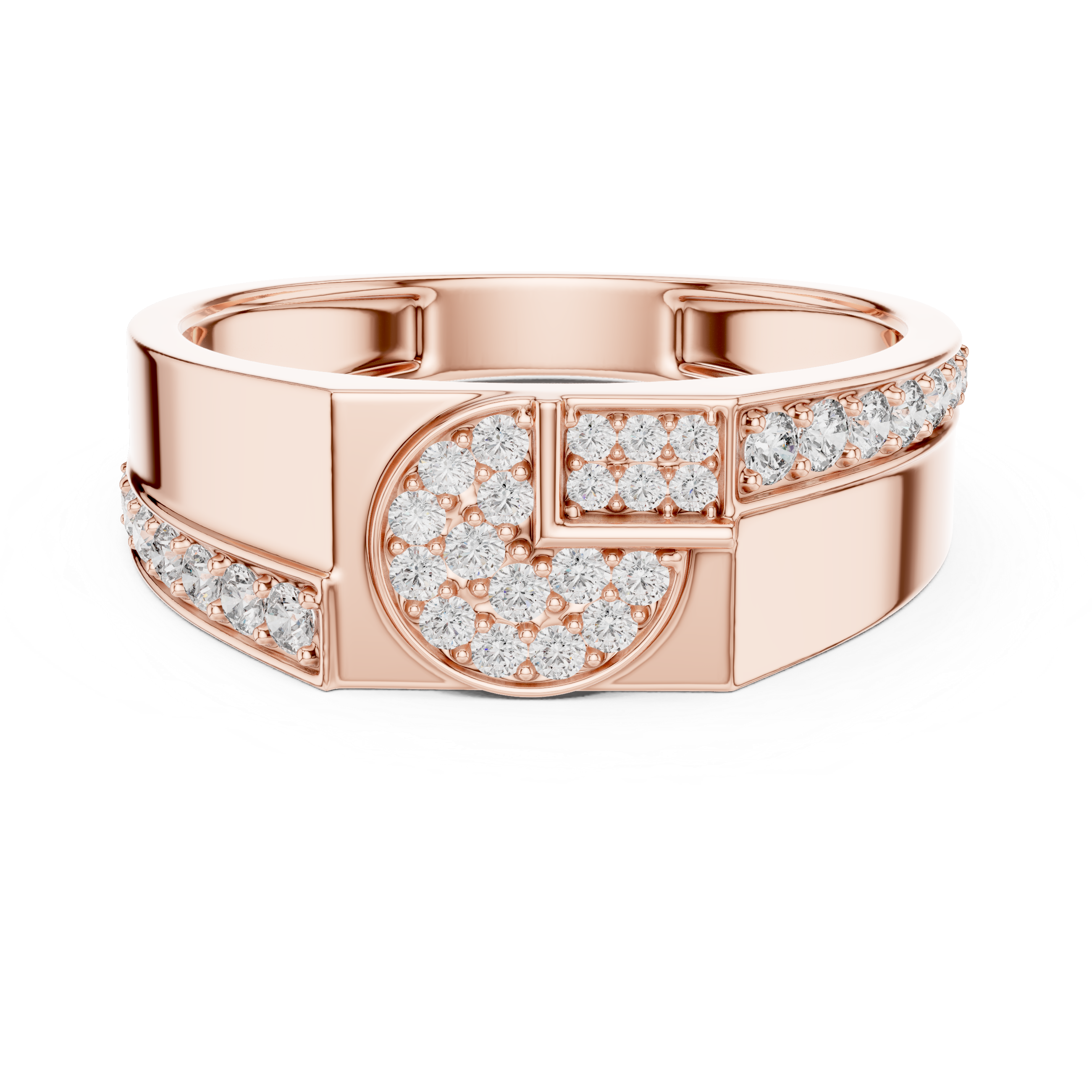 Radiant Gold Diamond Geometric Ring