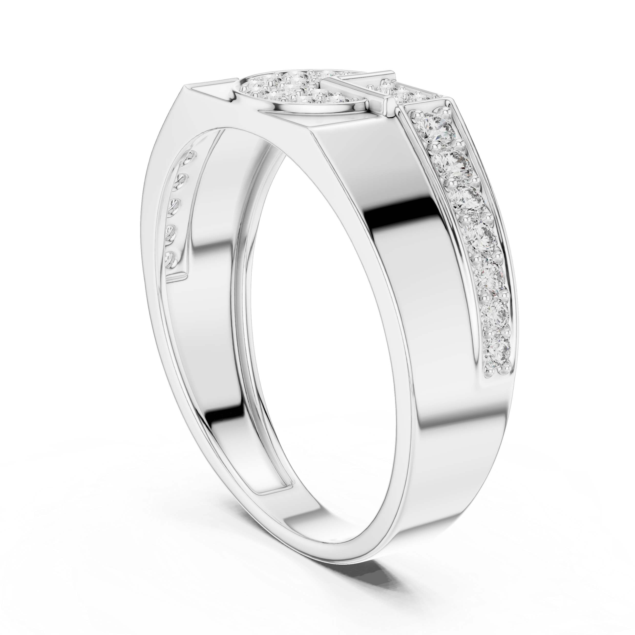 Radiant Gold Diamond Geometric Ring