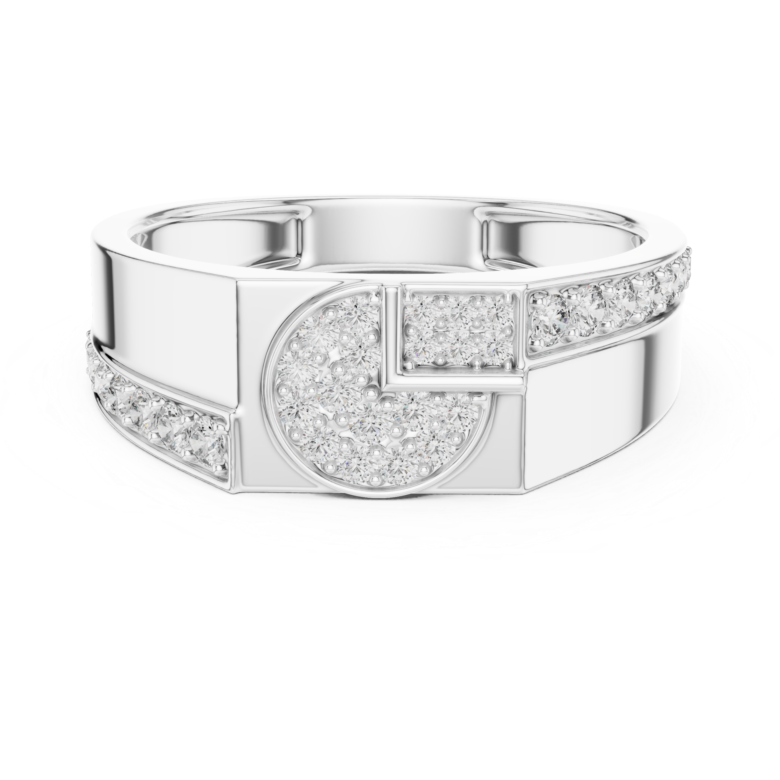 Radiant Gold Diamond Geometric Ring
