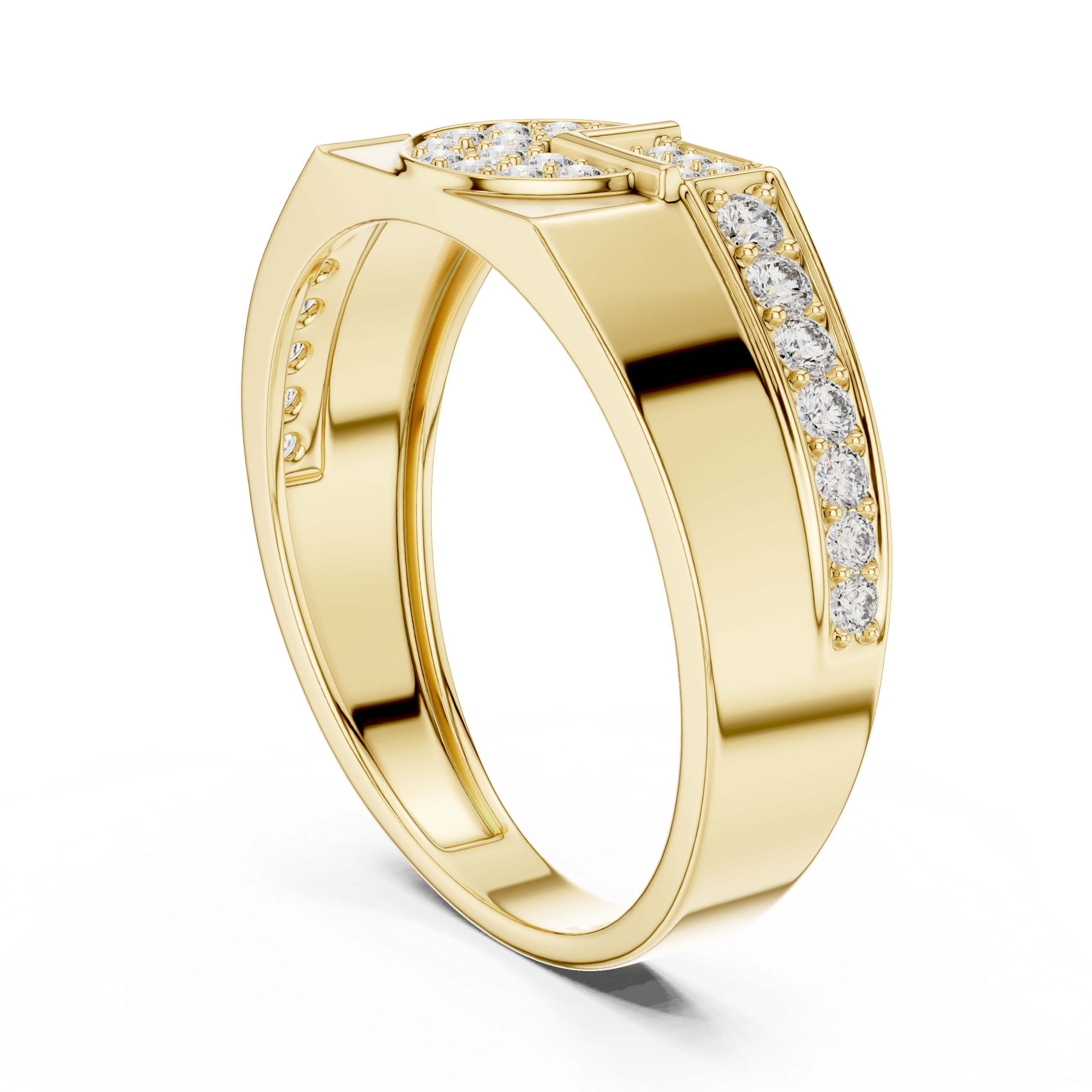 Radiant Gold Diamond Geometric Ring