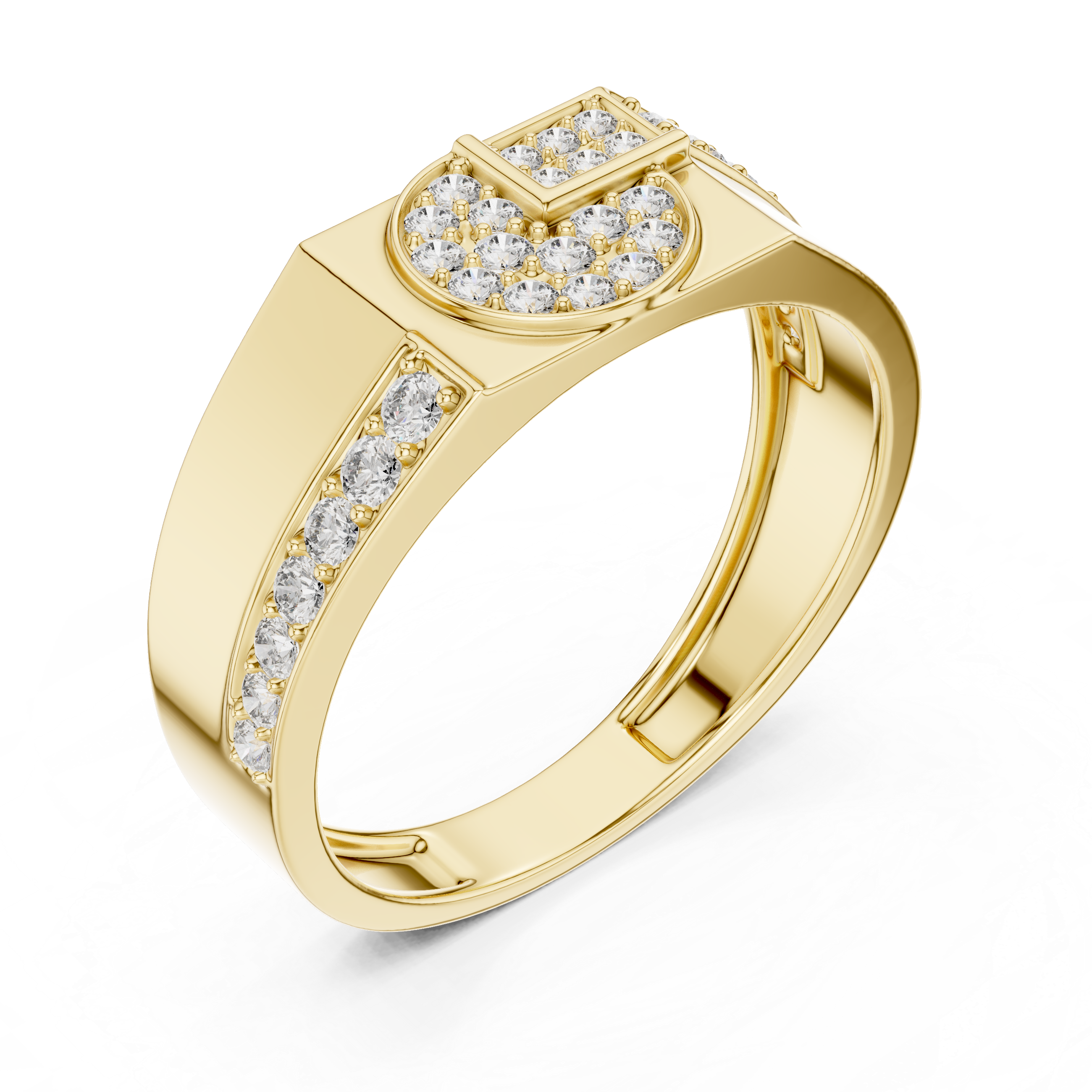 Radiant Gold Diamond Geometric Ring