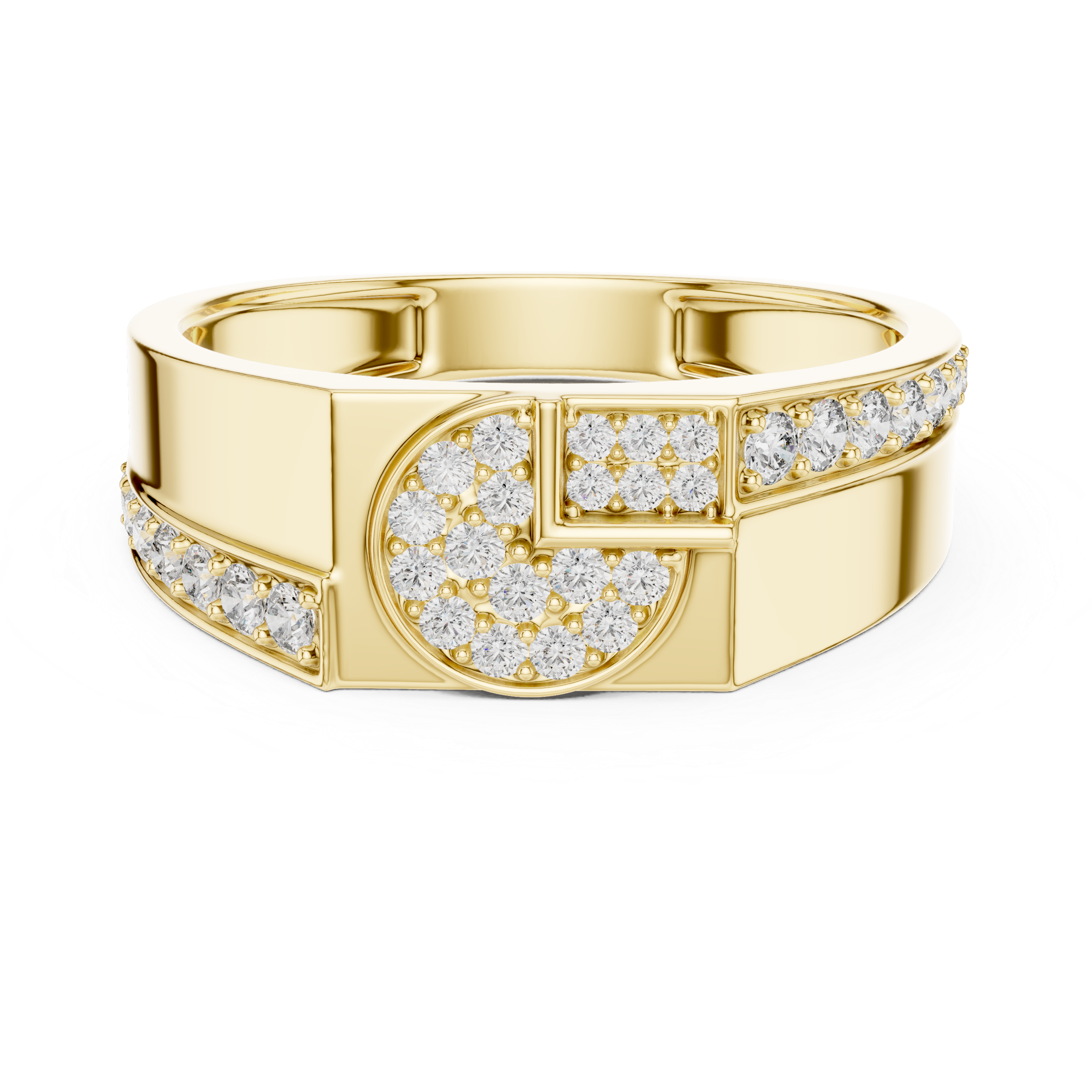 Radiant Gold Diamond Geometric Ring