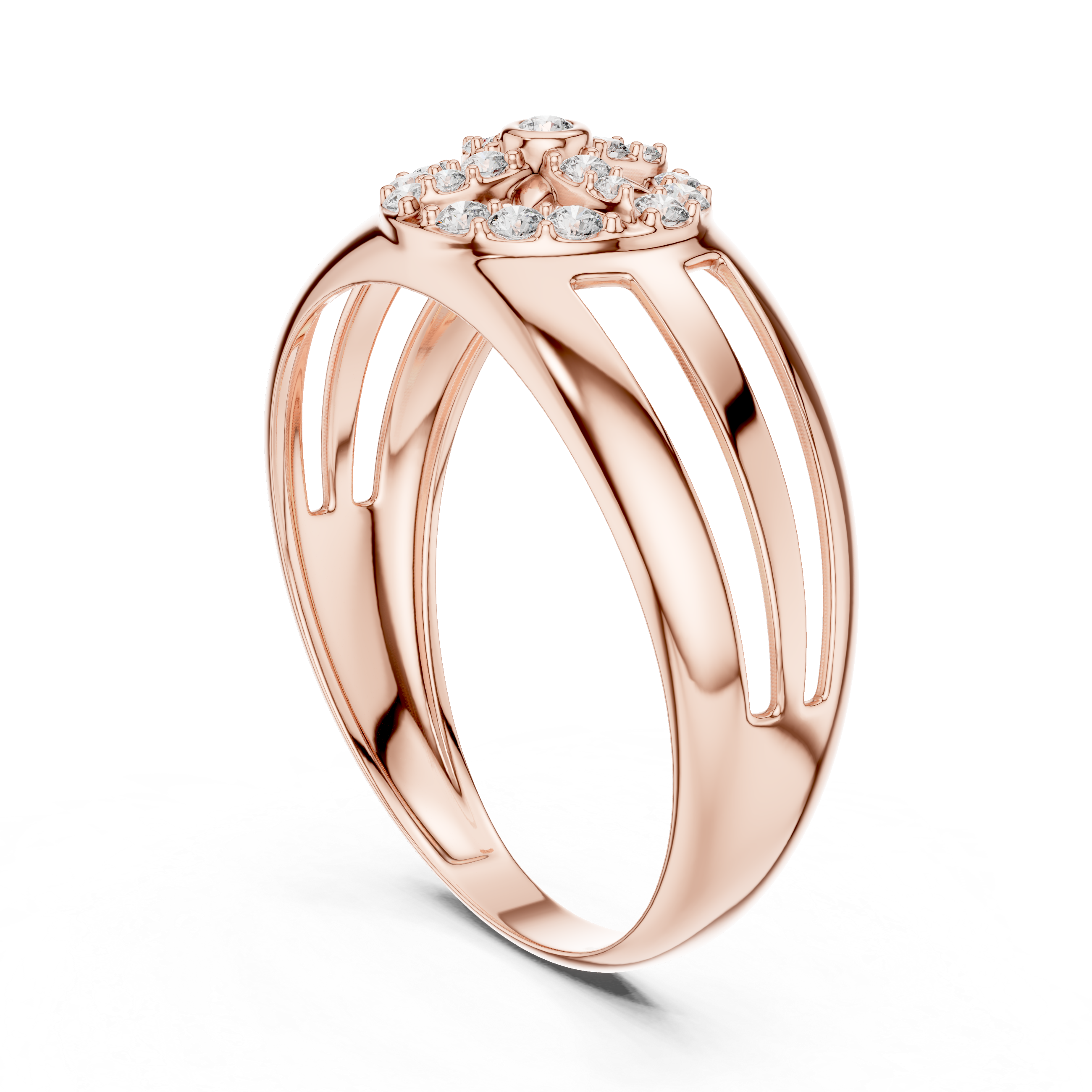 Luxury Gold and Diamond Flower Ring