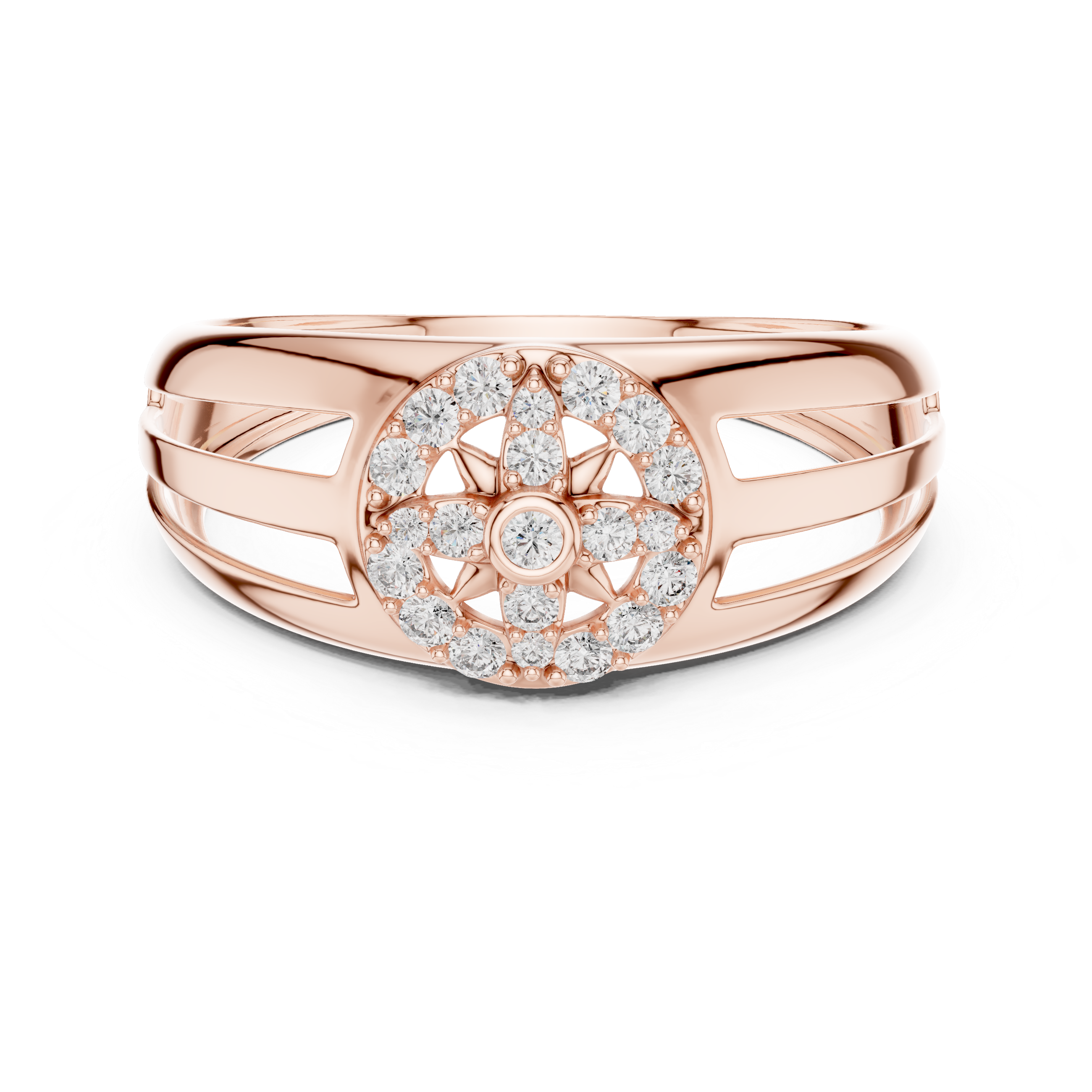 Luxury Gold and Diamond Flower Ring