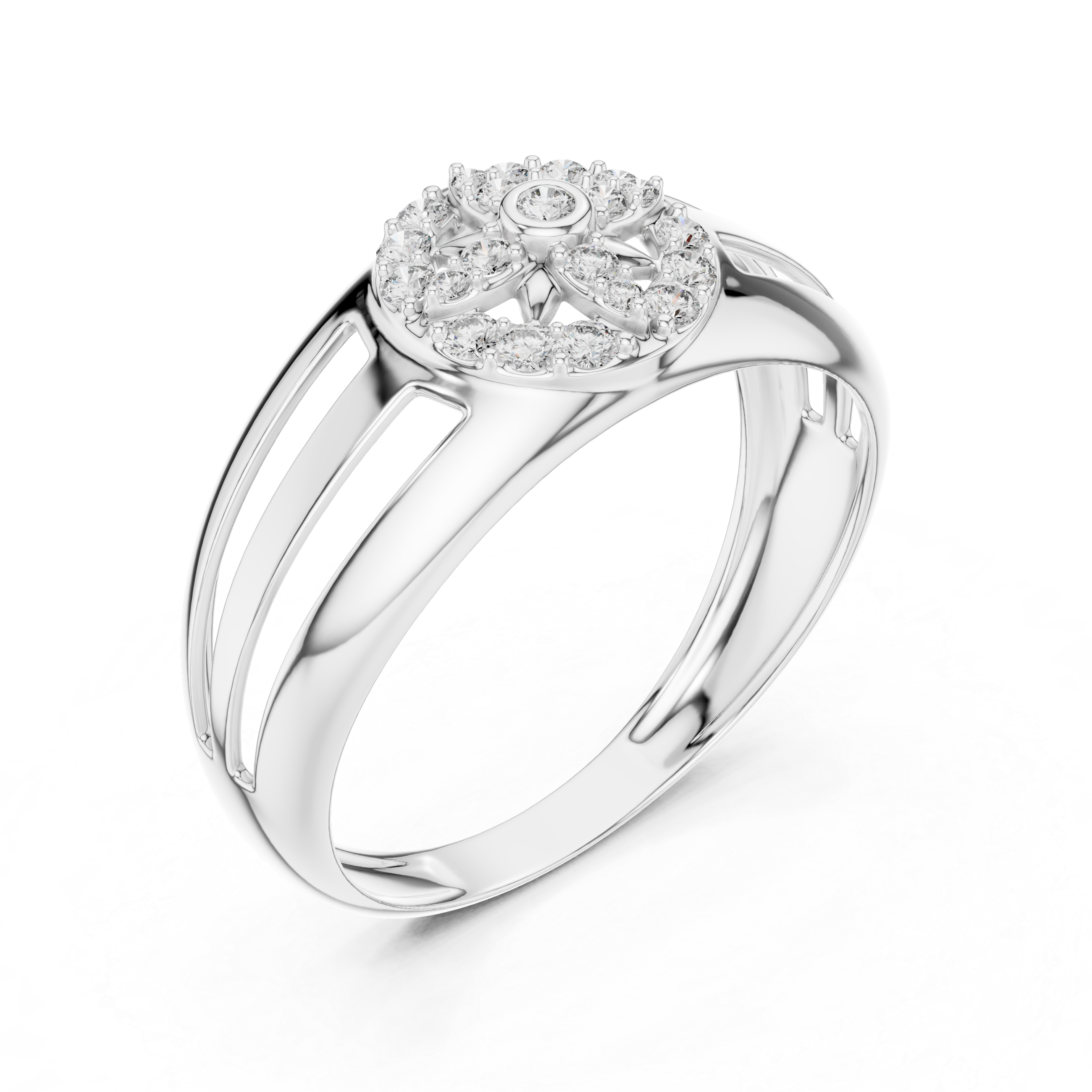 Luxury Gold and Diamond Flower Ring