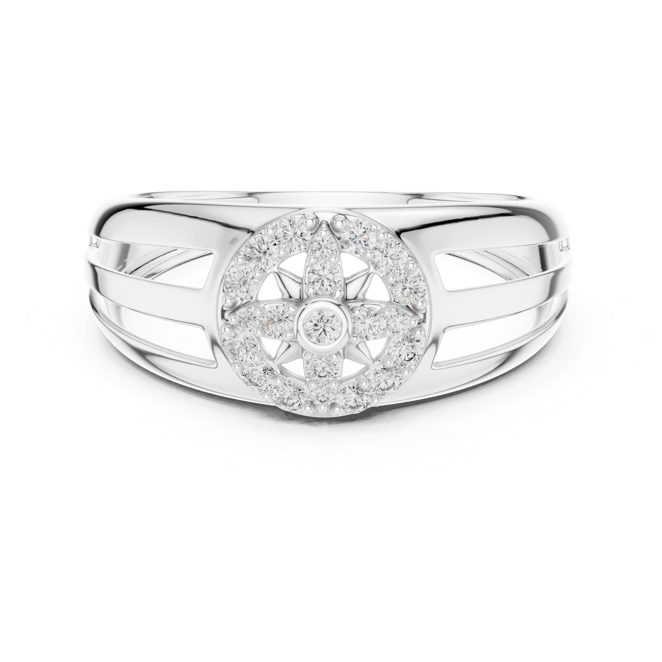 Luxury Gold and Diamond Flower Ring